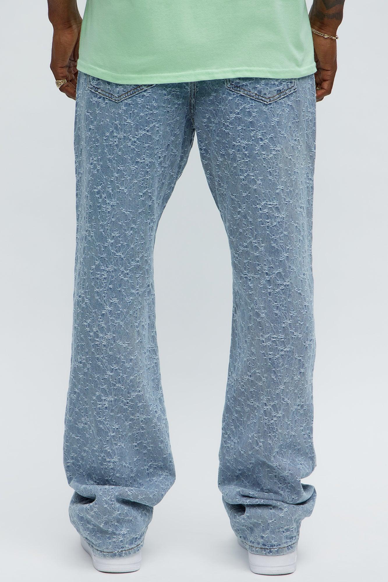 Stacked Slim Flare Frosty Jacquard Carpenter Jeans - Light Blue Wash Product Image