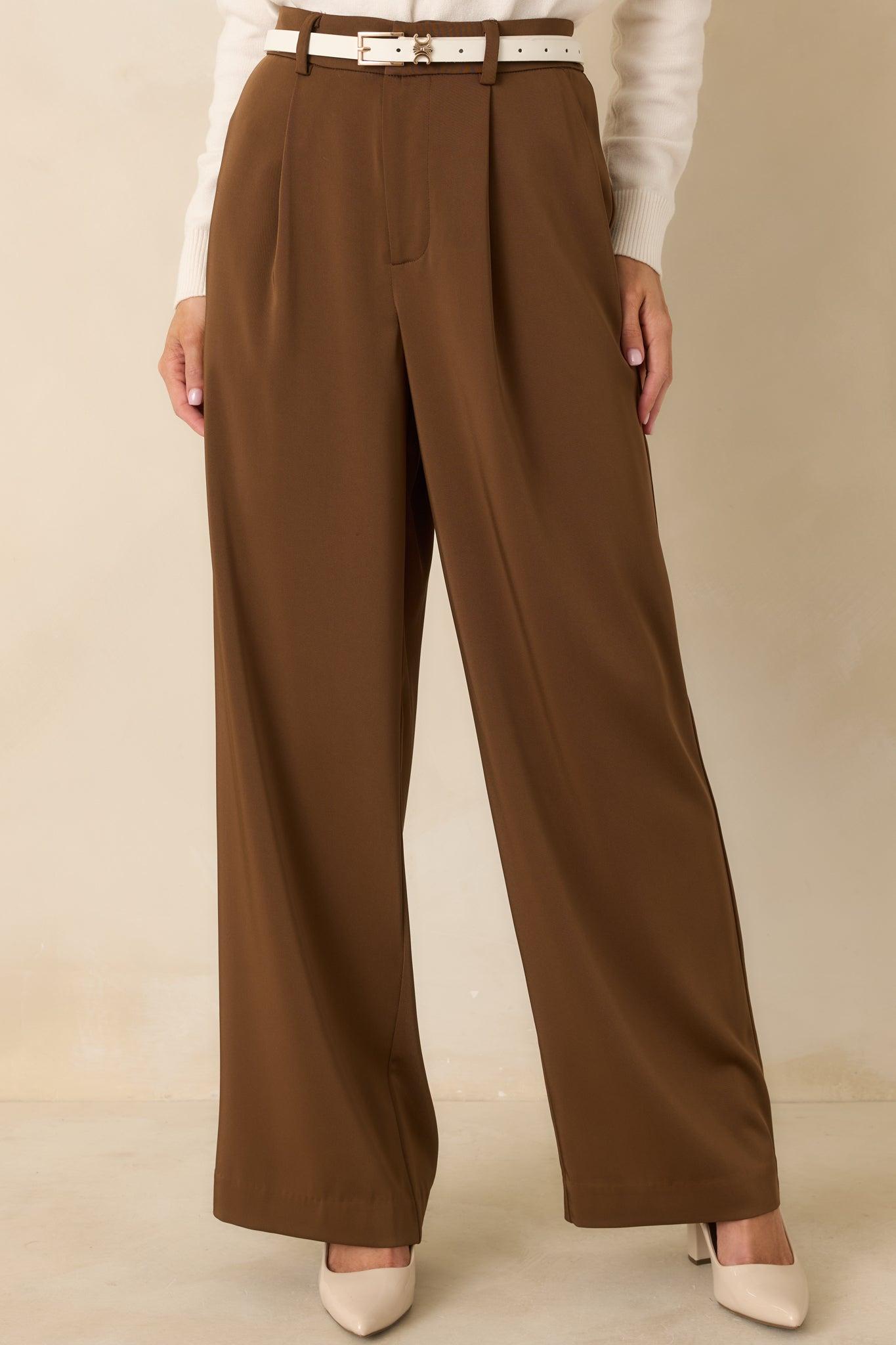 Mark My Words Brown High Waisted Wide Leg Trousers L / Brown Product Image