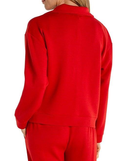 Liverpool Los Angeles Coordinating Cloud Knit Mock Neck Half Zipper Long Sleeve Top Product Image