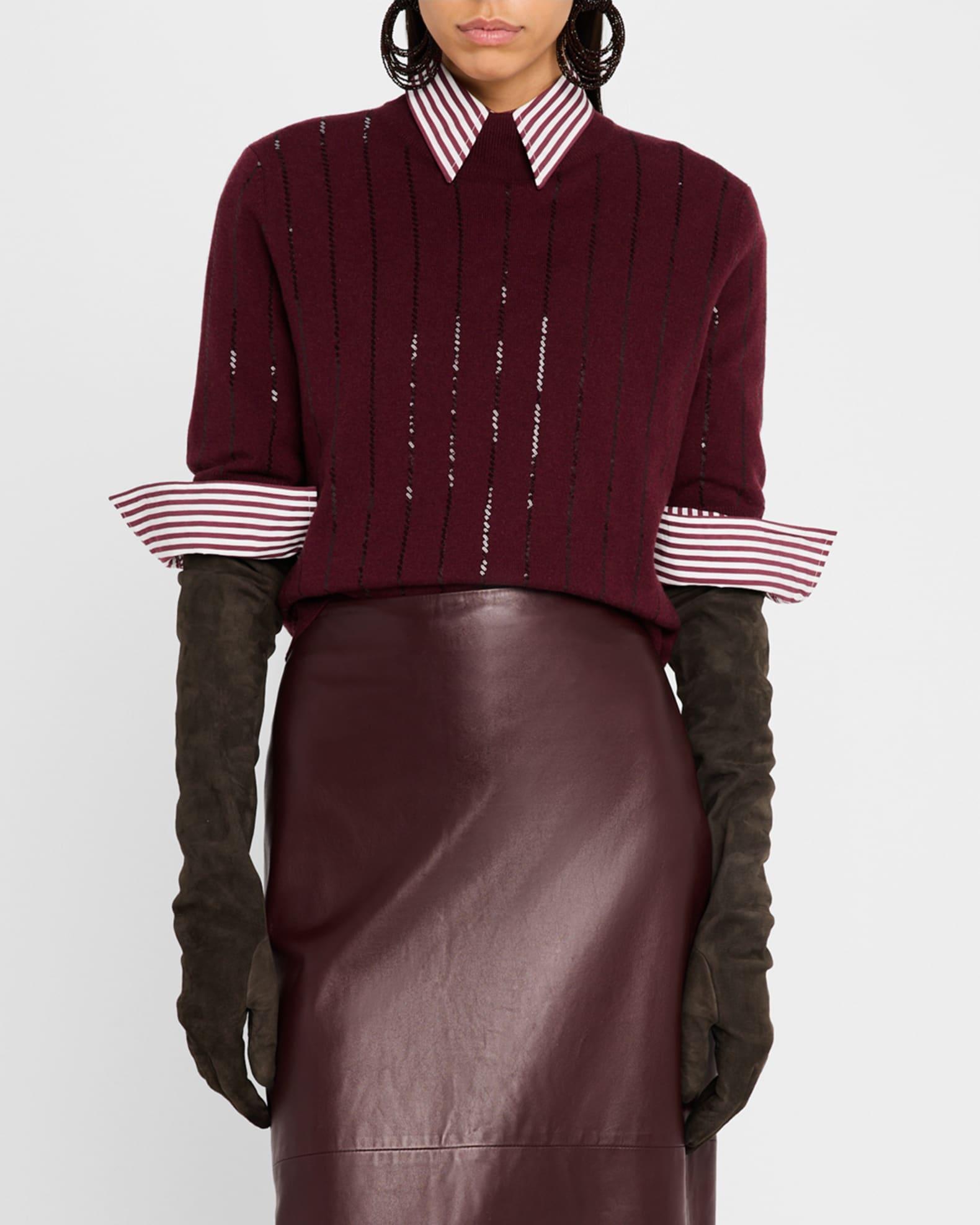 Sequin-Stripe Cashmere Top Product Image