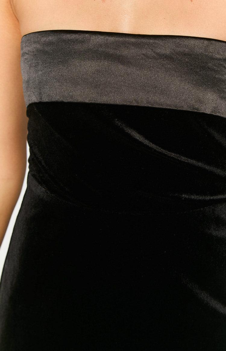 Camila Black Velvet Strapless Mini Dress Product Image