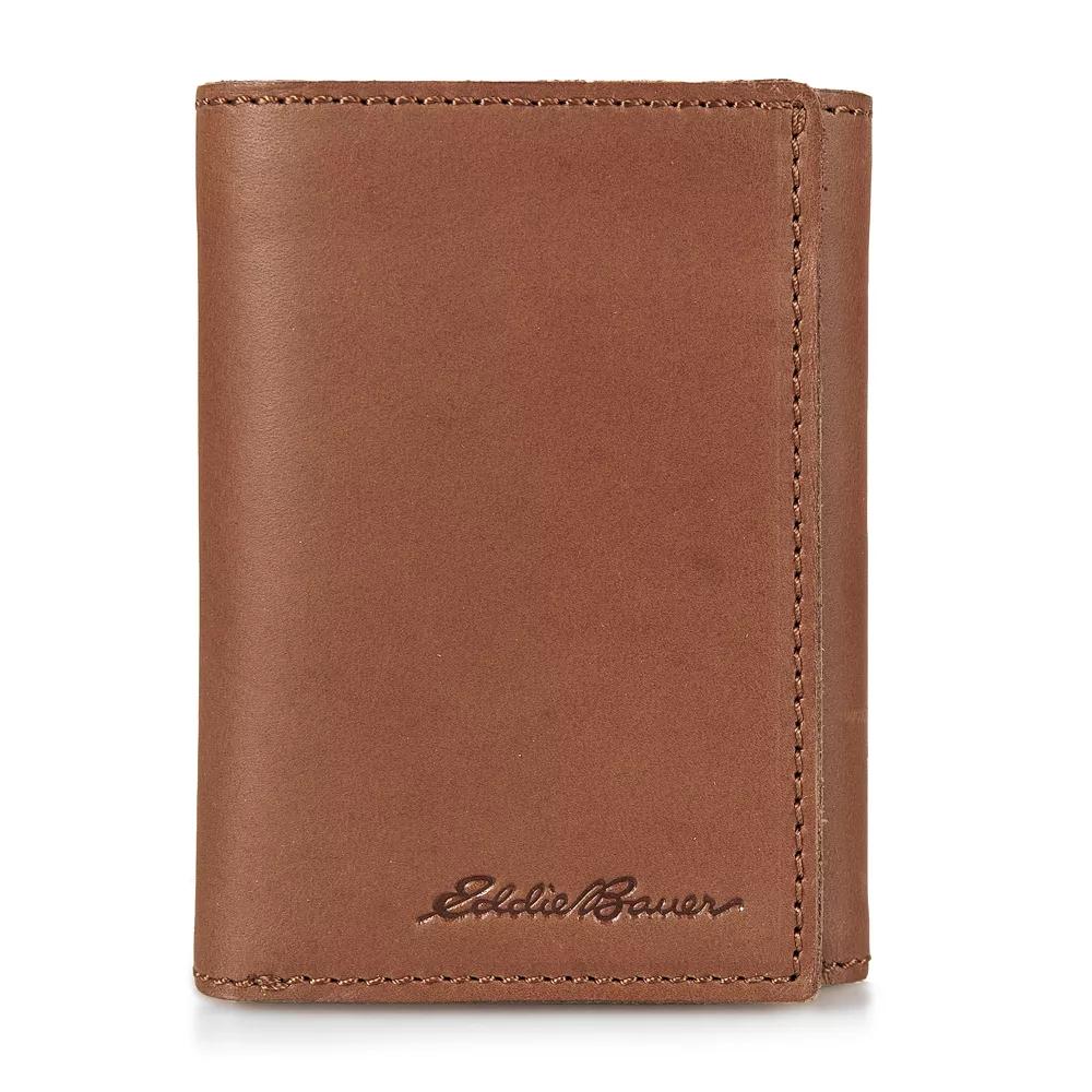 Men's Eddie Bauer Outdoor Embossed Logo Leather Trifold Wallet, Brown Product Image
