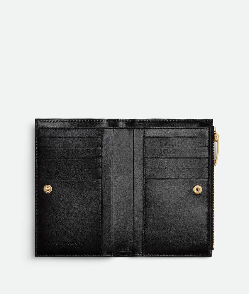 Women's Intrecciato Medium Bi-Fold Wallet in Black Product Image