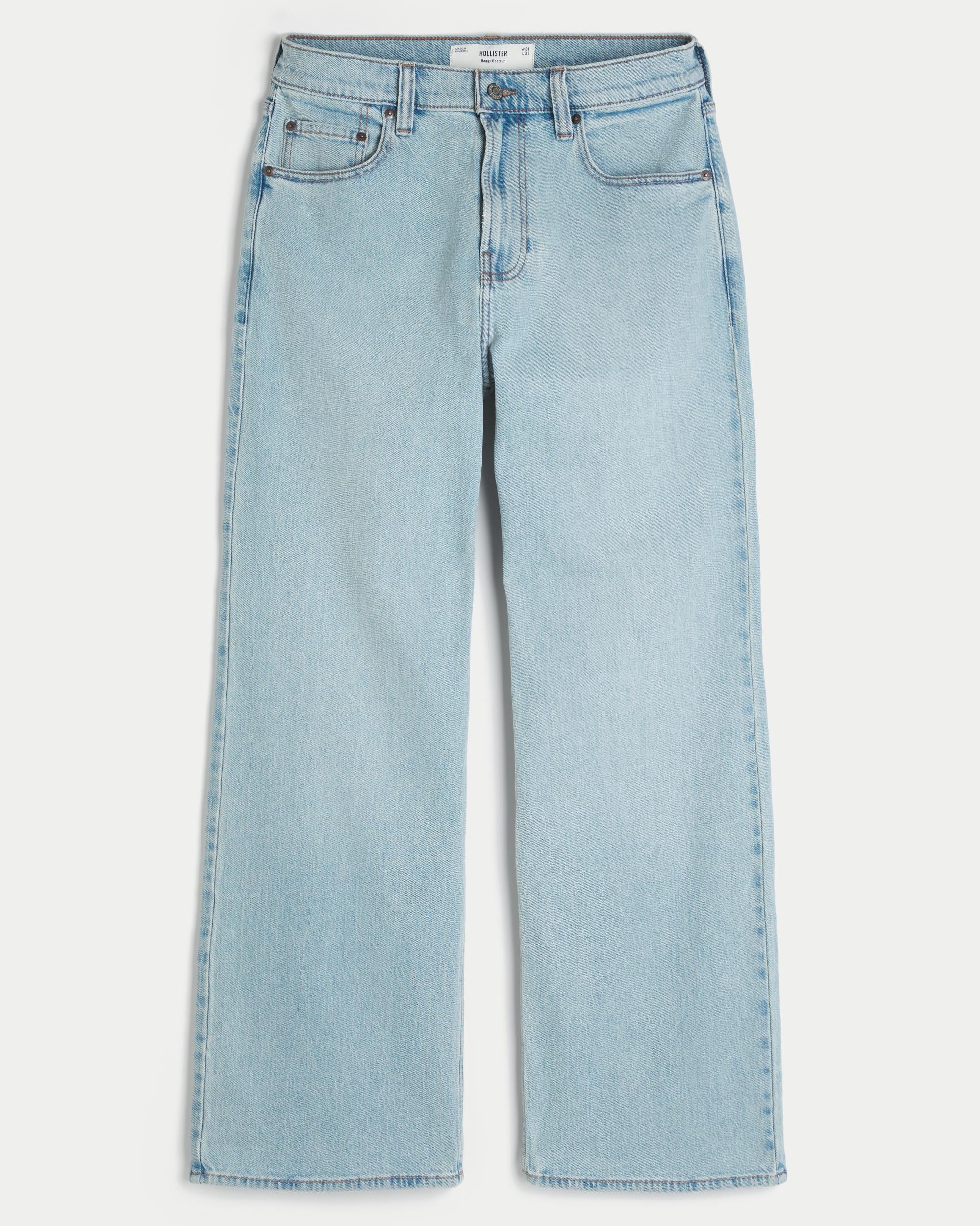 Light Wash Baggy Bootcut Jeans Product Image
