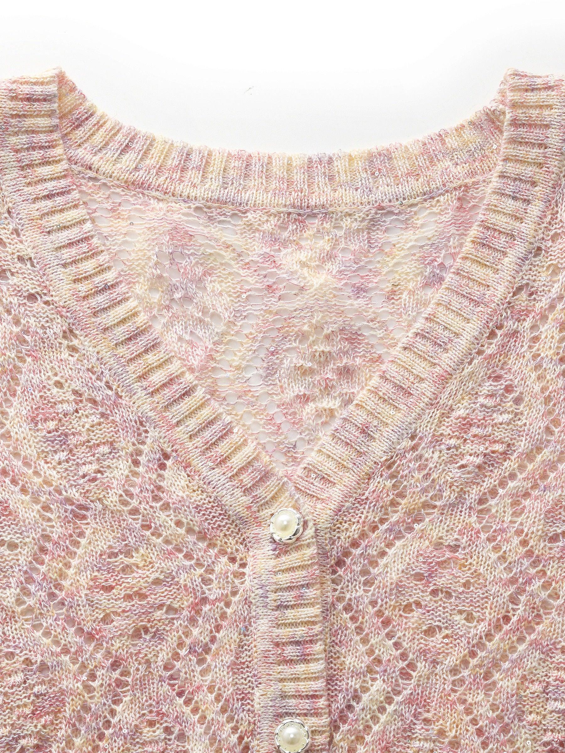 Openwork Sequins Women V-Neck Cardigan Product Image