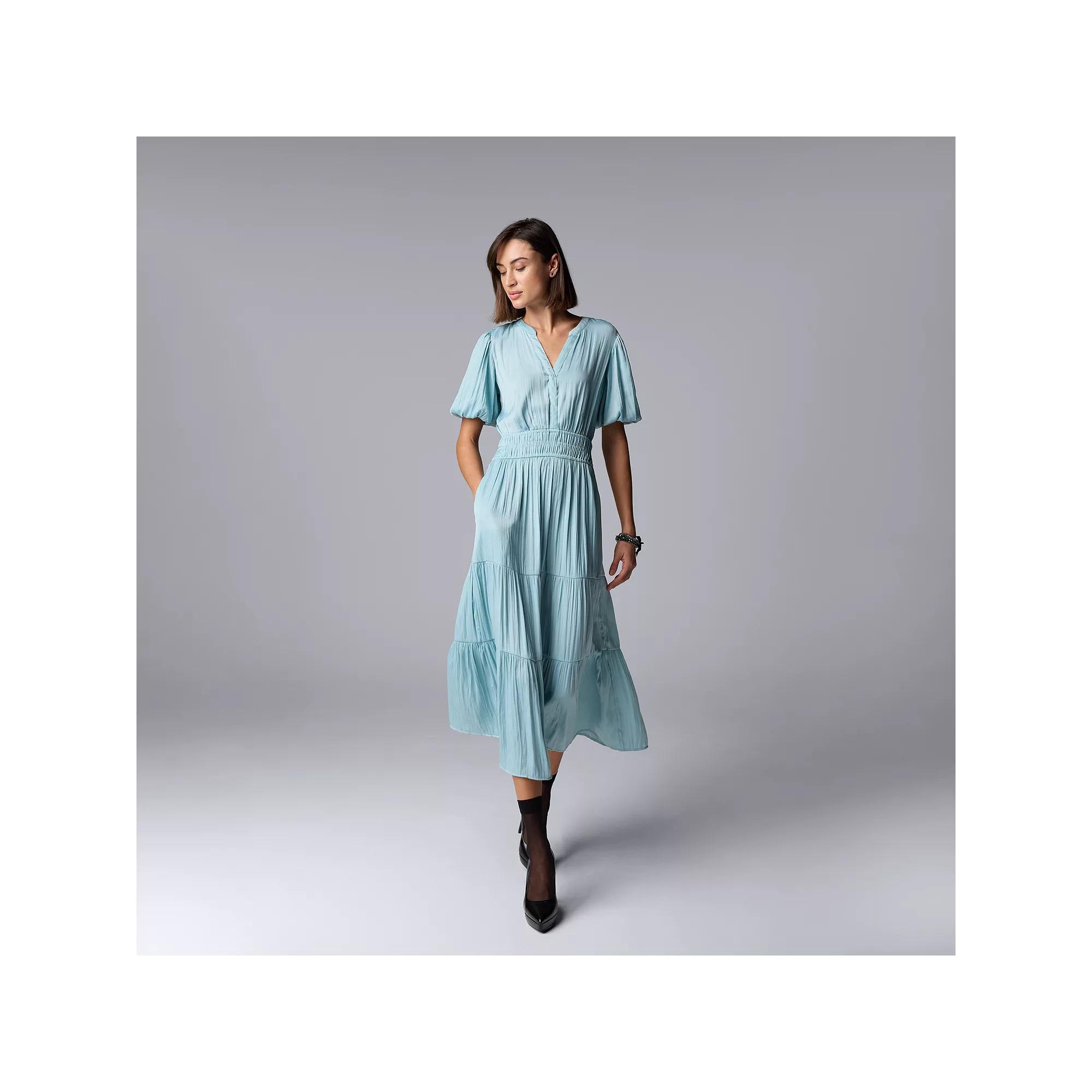 Petite Simply Vera Vera Wang Maxi Fem Dress, Women's, Size: Small Petite, Mystic Lagoon Product Image