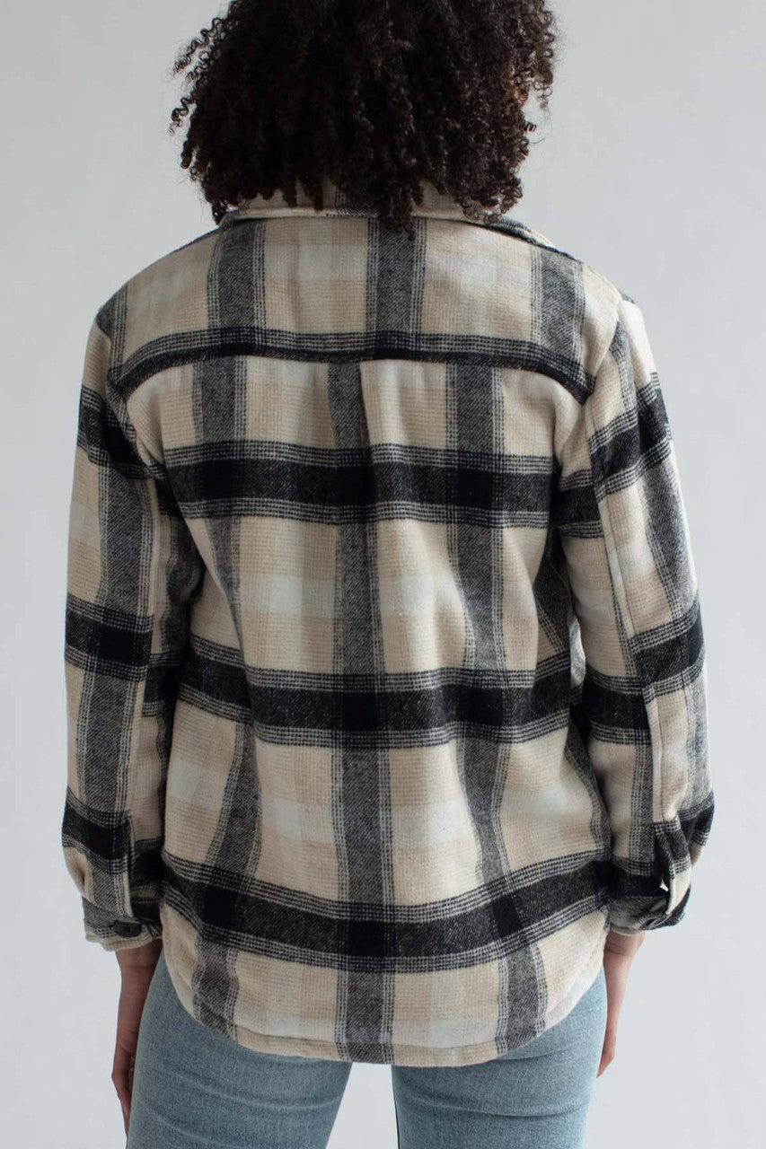 Beige & Black Plaid Lined Shacket Product Image