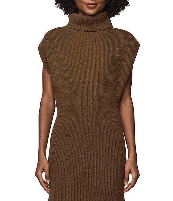 Splendid Marigold Knit Turtleneck Cap Sleeve A-Line Midi Dress Product Image