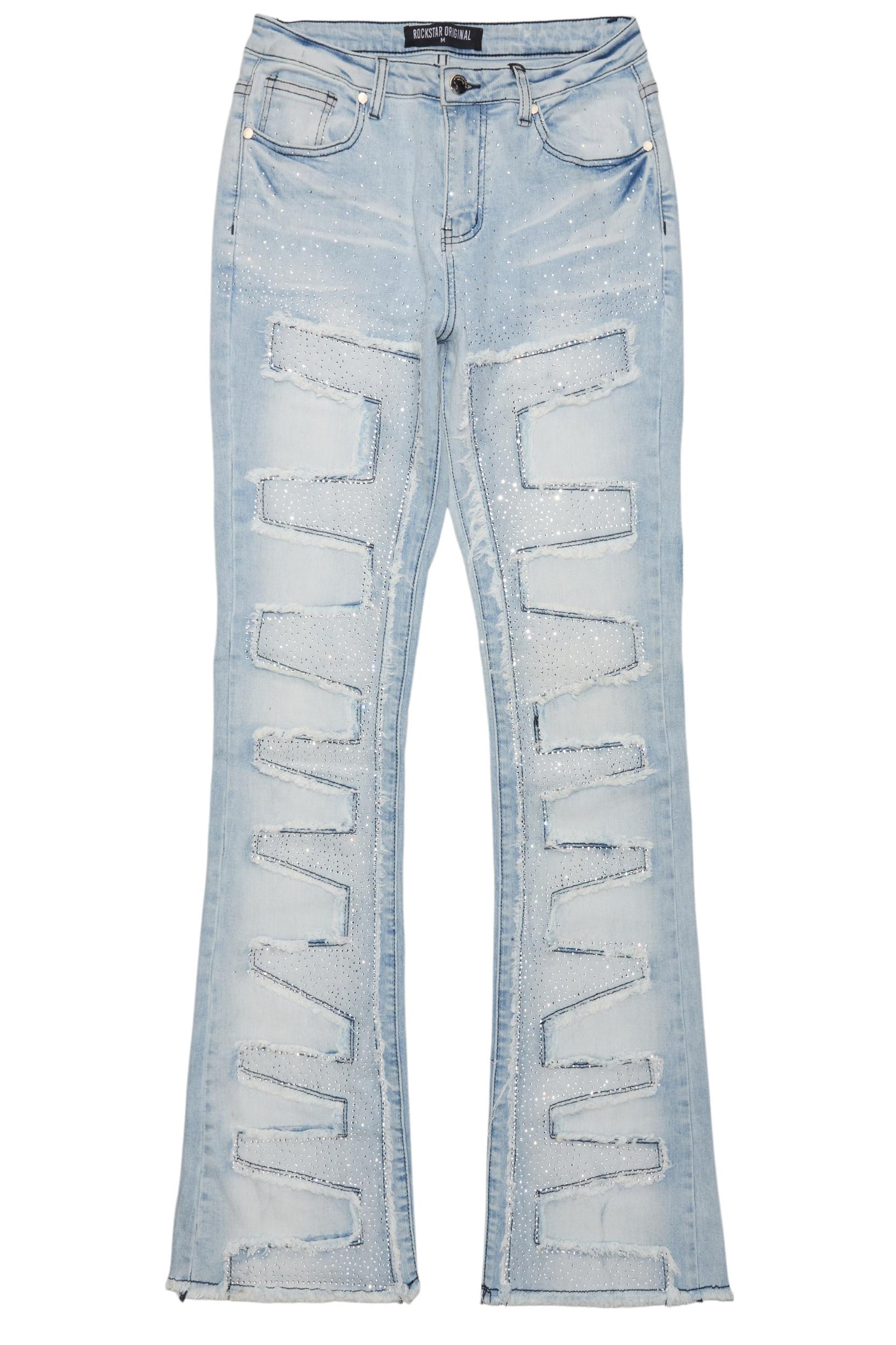 Zariyah Rhinestone Light Wash Stacked Flare Jean Female Product Image