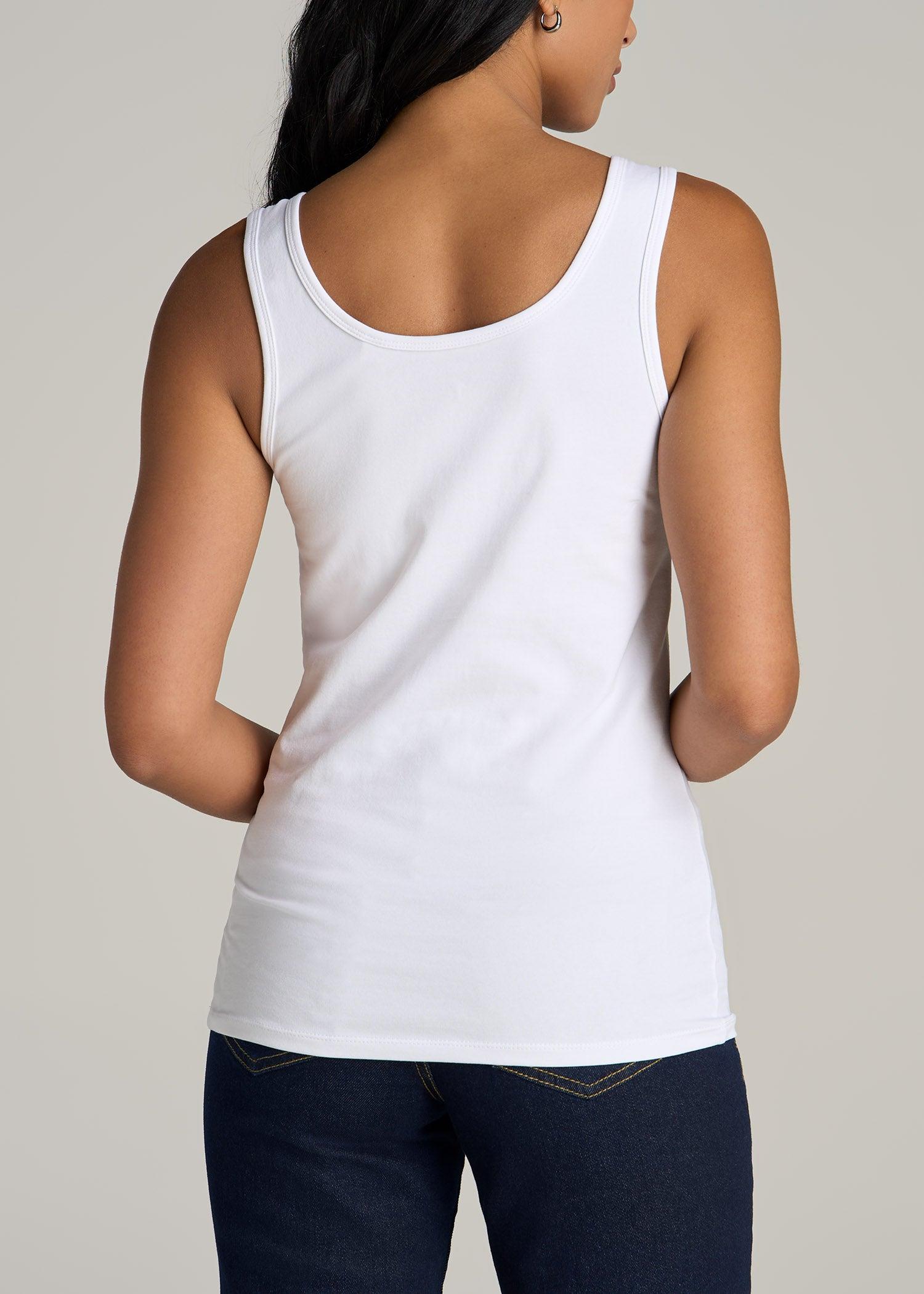 Slim Fit Jersey Tank Top for Tall Women in Bright White Female Product Image