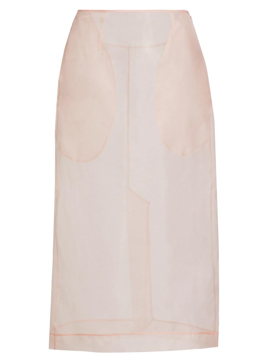 Womens Sheer Silk Organza Midi-Skirt Product Image