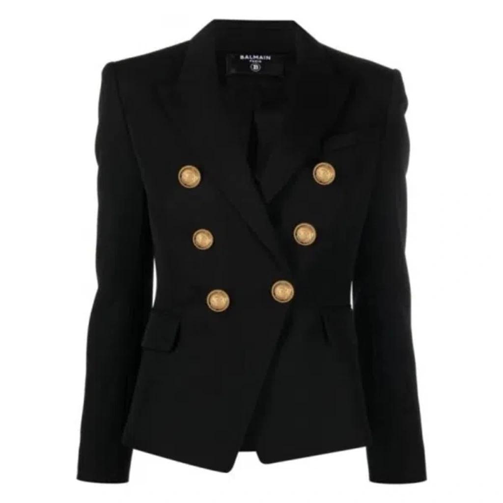 BALMAIN Double-breasted Grain De Poudre Wool Blazer In Multi Product Image