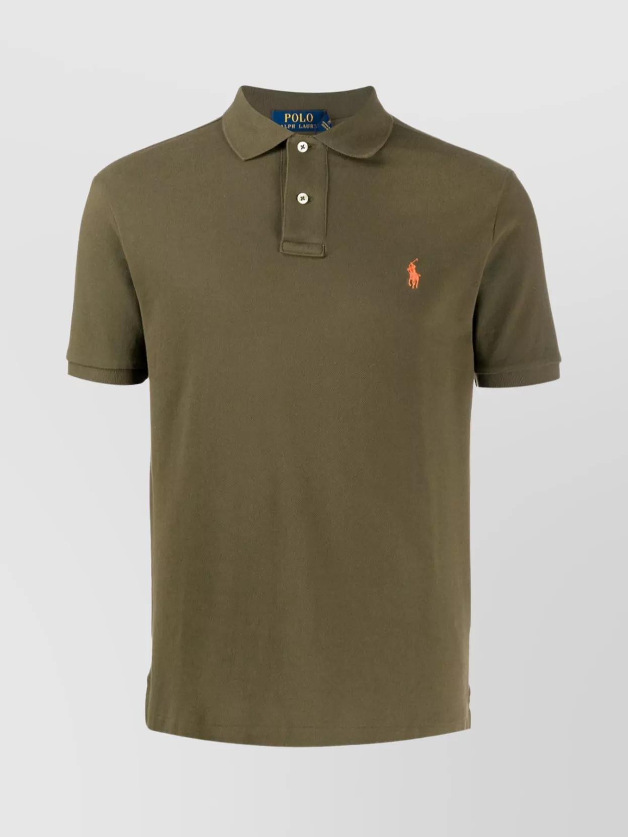 POLO RALPH LAUREN Green Polo Shirt With Pony Embroidery On The Front Product Image