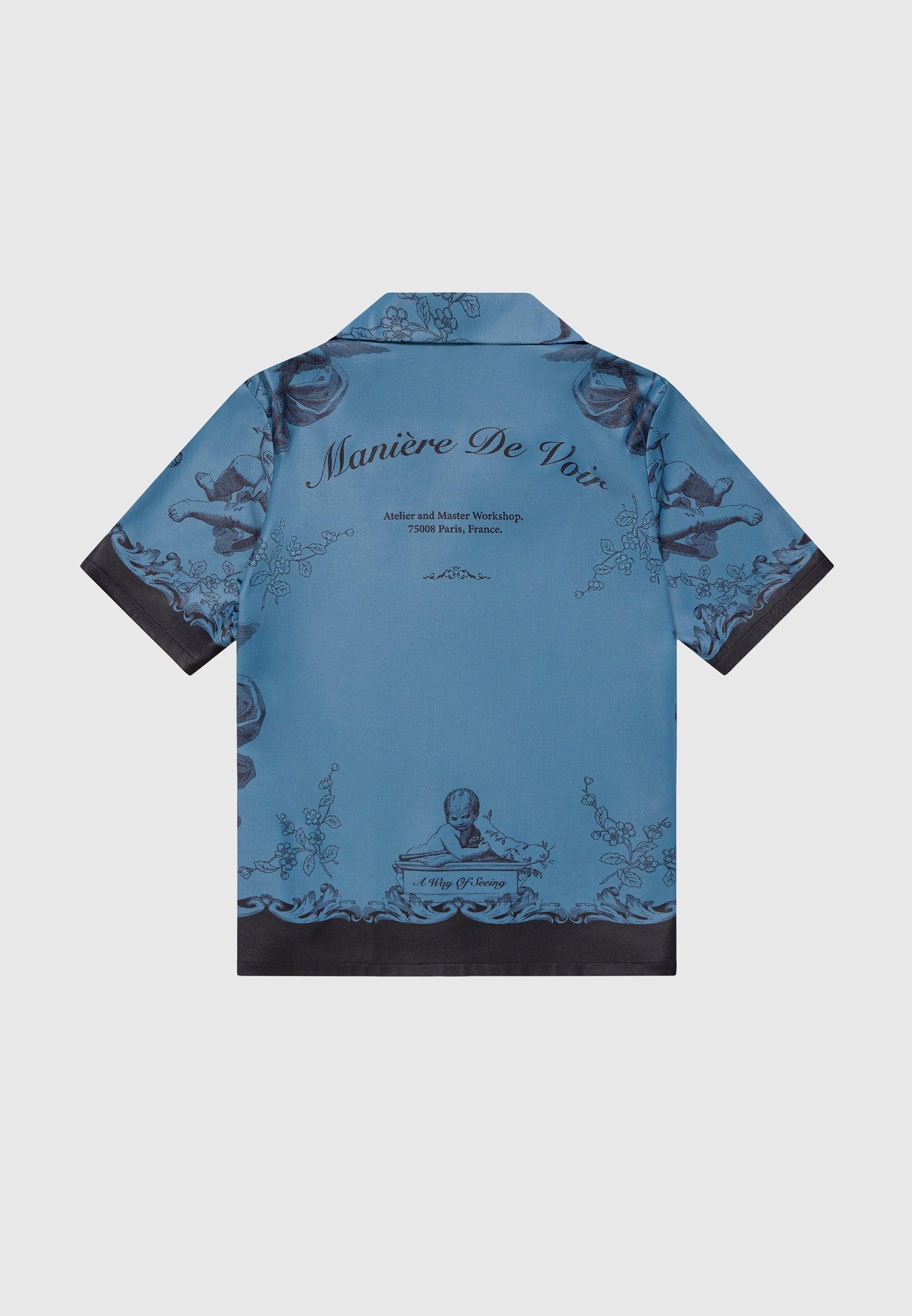 Marc - Signature Baroque Resort Shirt - Blue/Black Male Product Image