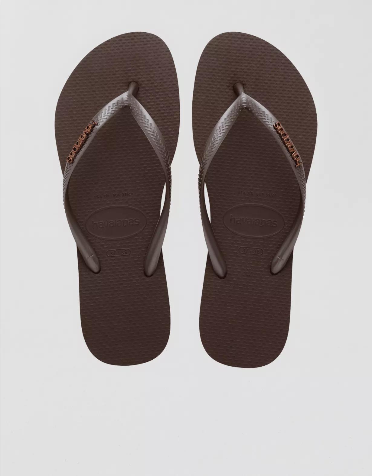 Havaianas Women's Slim Logo Metallic Flip Flops Product Image