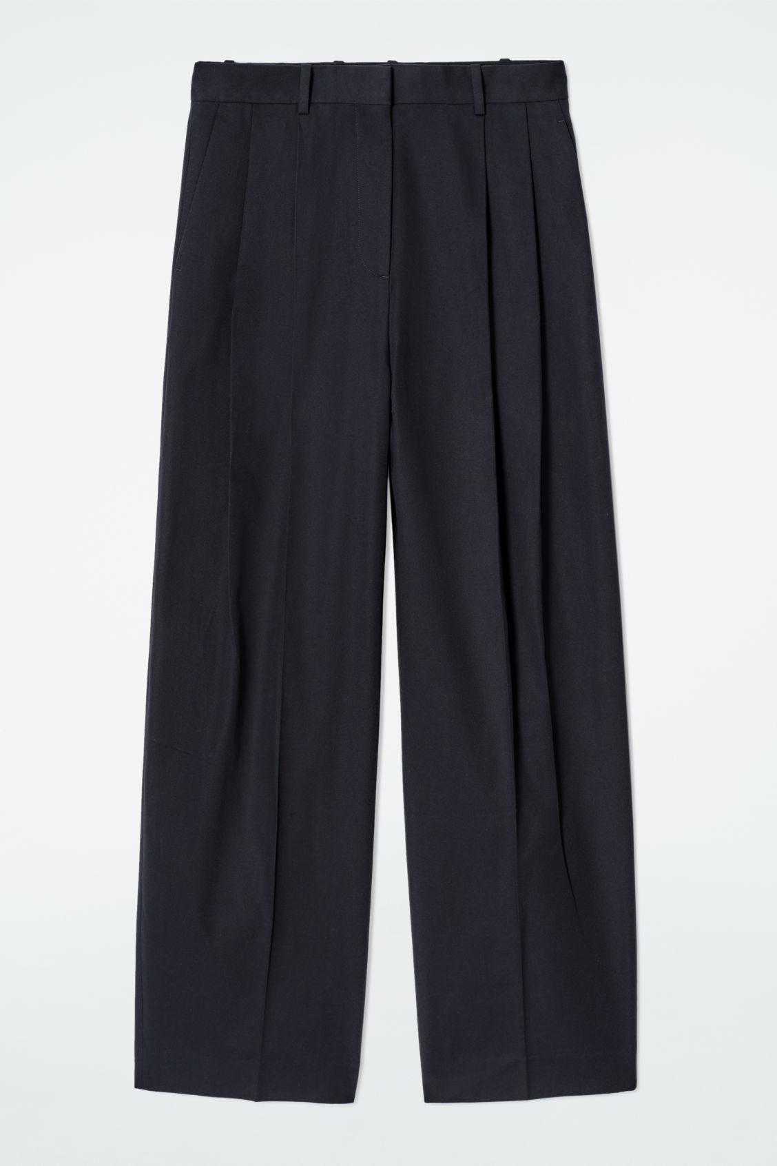 RELAXED COTTON WIDE-LEG PANTS Product Image