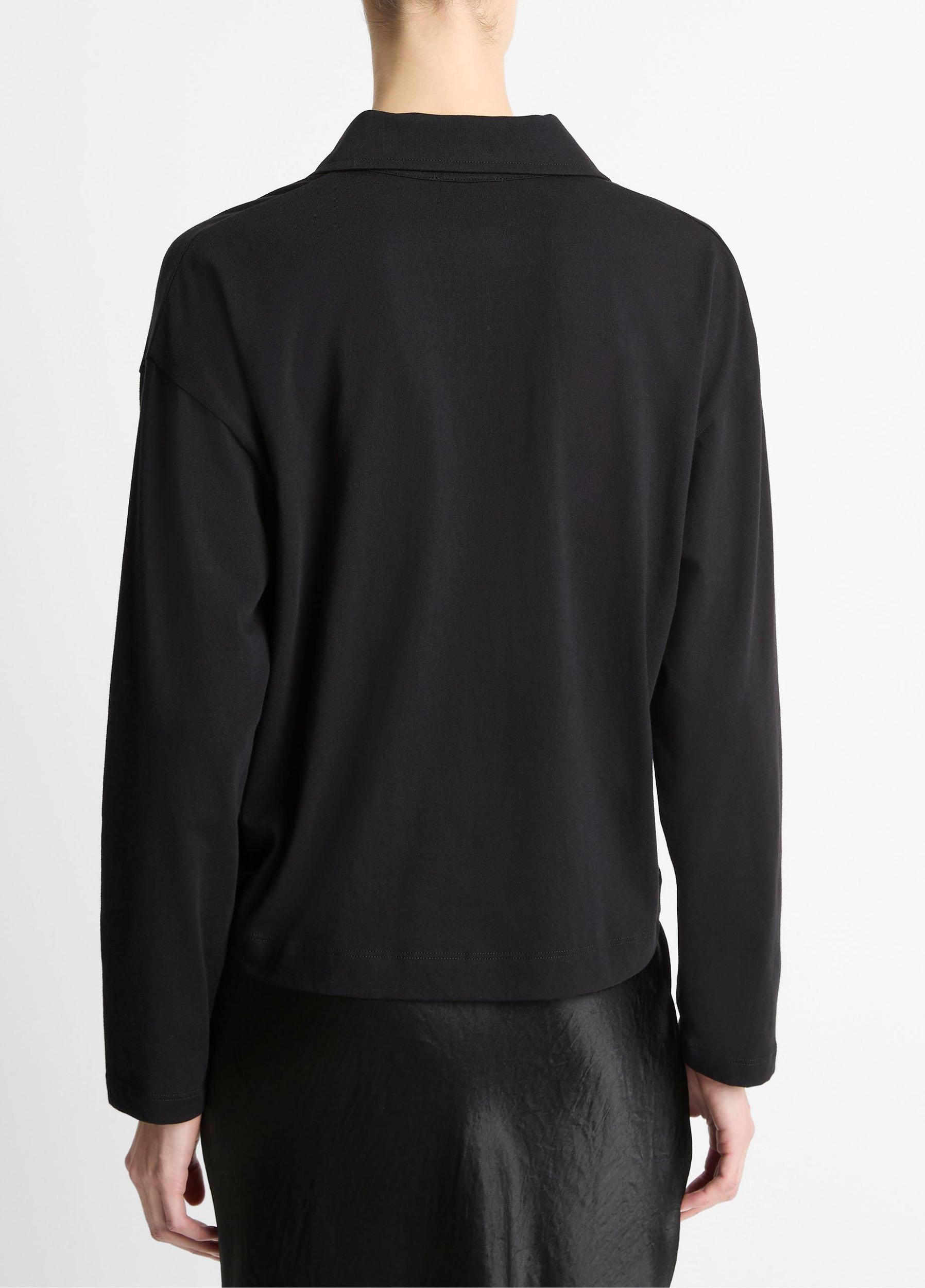 Easy Pima Cotton Long-Sleeve Polo Shirt Product Image