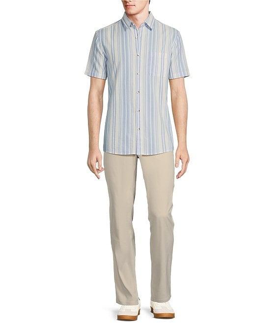 Rowm Short Sleeve Seersucker Awning Stripe Print Shirt Product Image