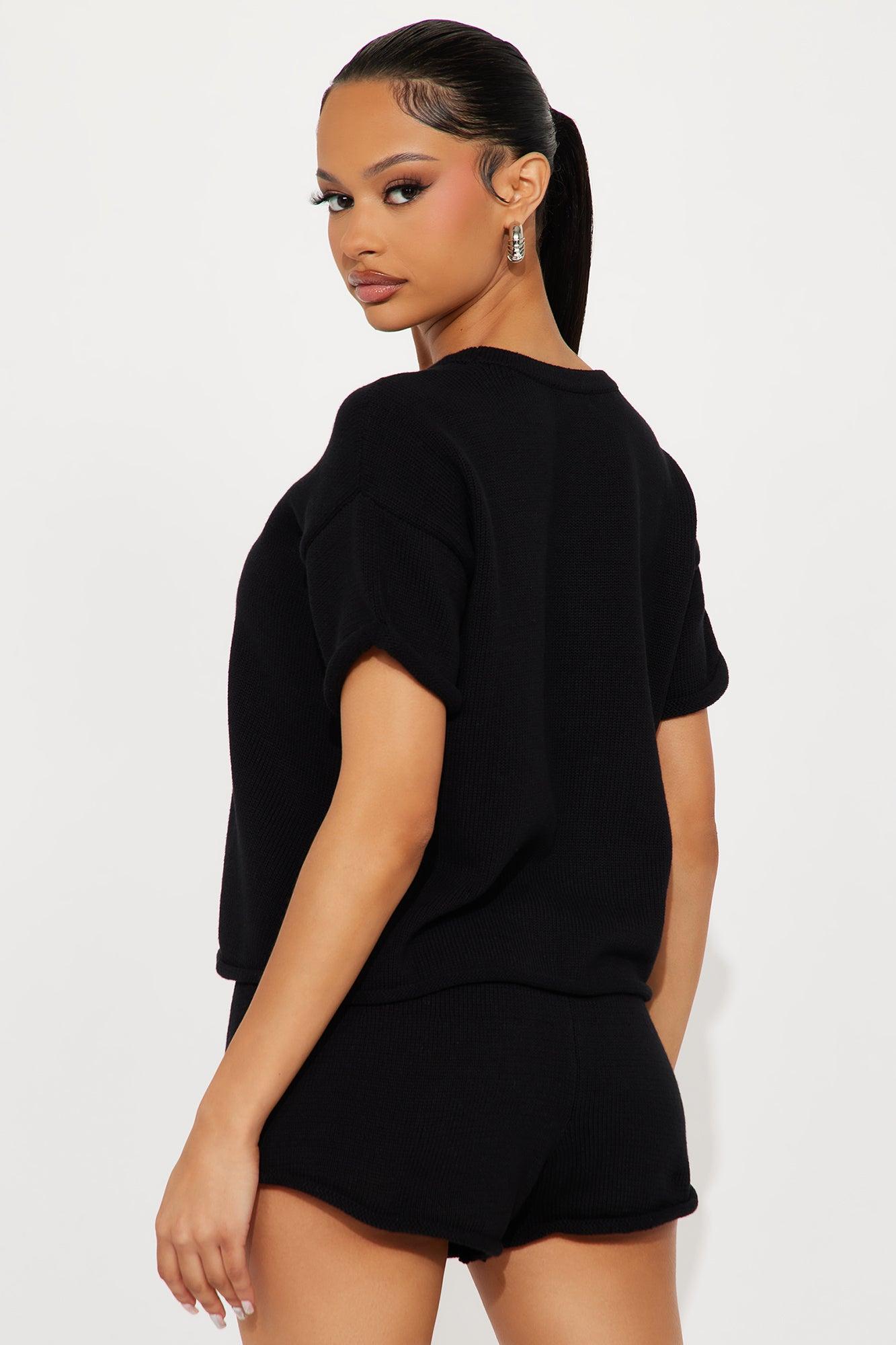 Alicia's Iconic Look Sweater Short Set - Black Product Image