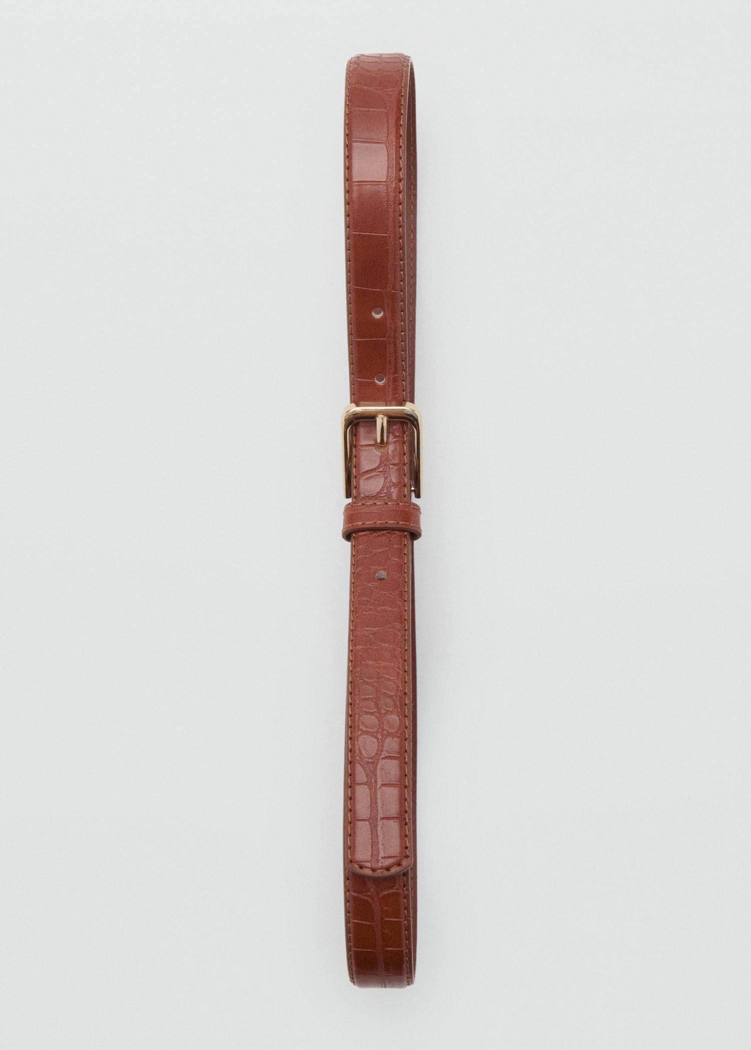Fine croco leather-effect belt - Women | MANGO USA Product Image