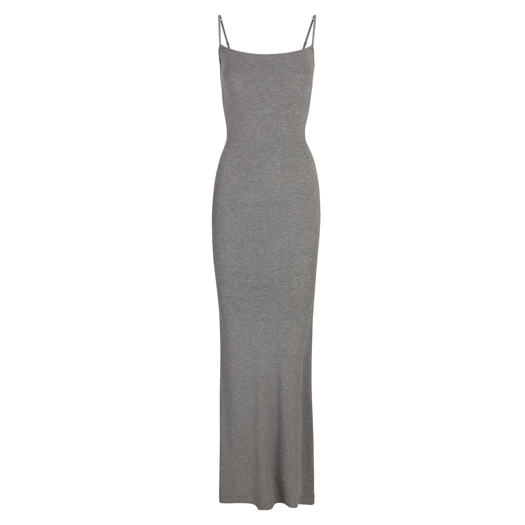 SOFT LOUNGE LONG SLIP DRESS | HEATHER GREY Product Image