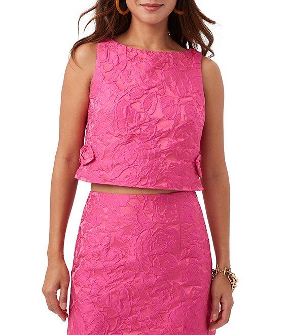 Trina Turk Cayley Sweetheart Jacquard Boat Neck Sleeveless Top Product Image
