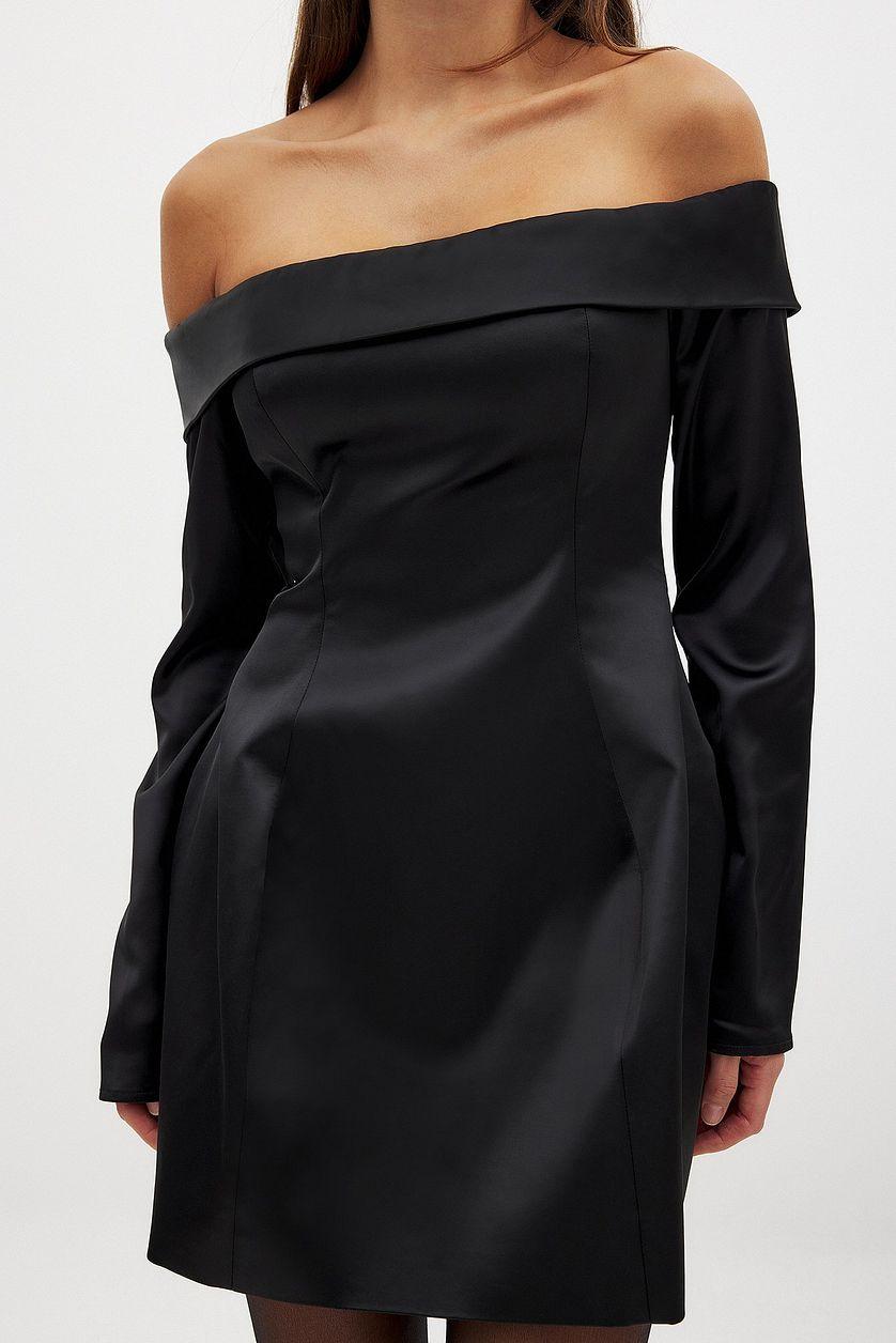 Off Shoulder Satin Mini Dress Product Image