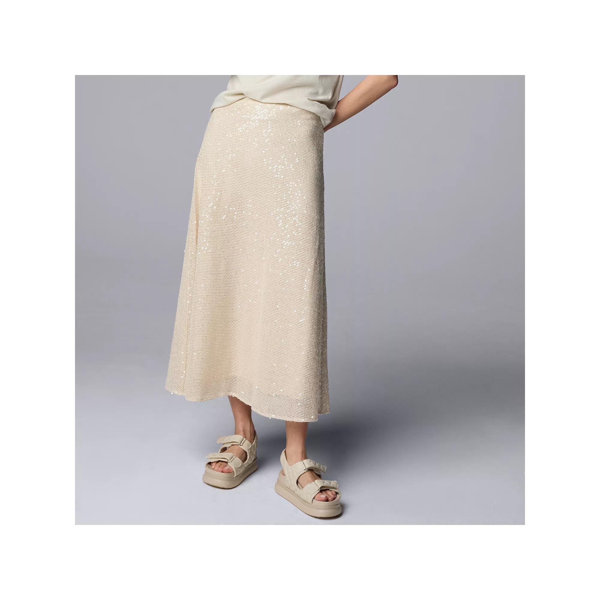 Women's Simply Vera Vera Wang Sequin Skirt, Size: Medium, Hammock Product Image