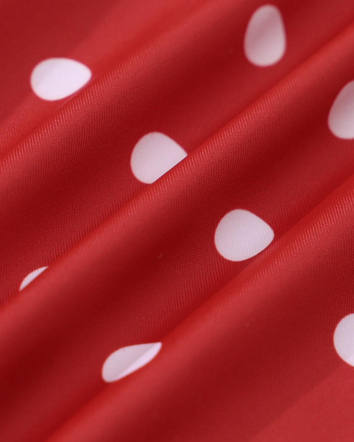 Red Polka Dot Backless One-Piece Swimsuit Product Image