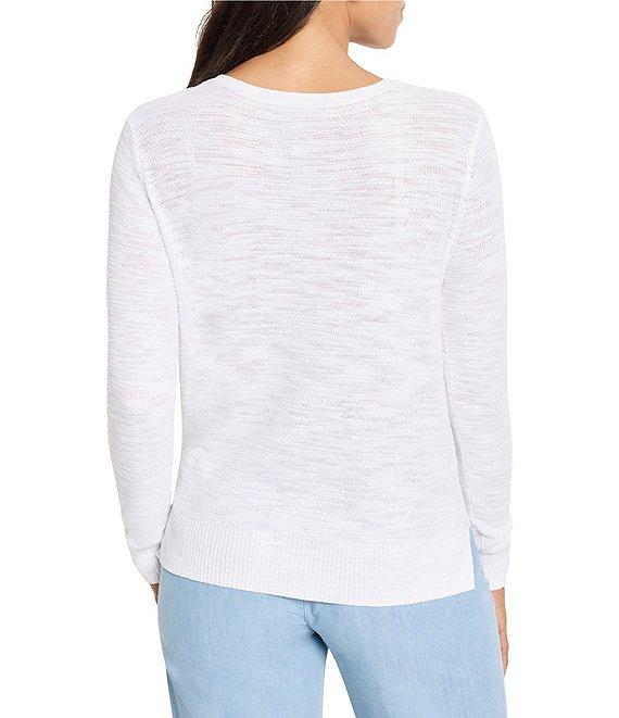 NIC + ZOE Breezy Texture V-Neck Long Sleeve Pullover Top Product Image
