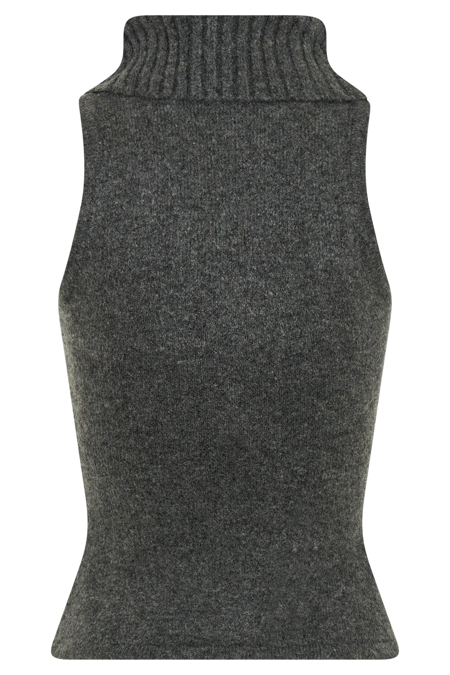 Elise Roll Neck Knit Top - Charcoal Marle Product Image