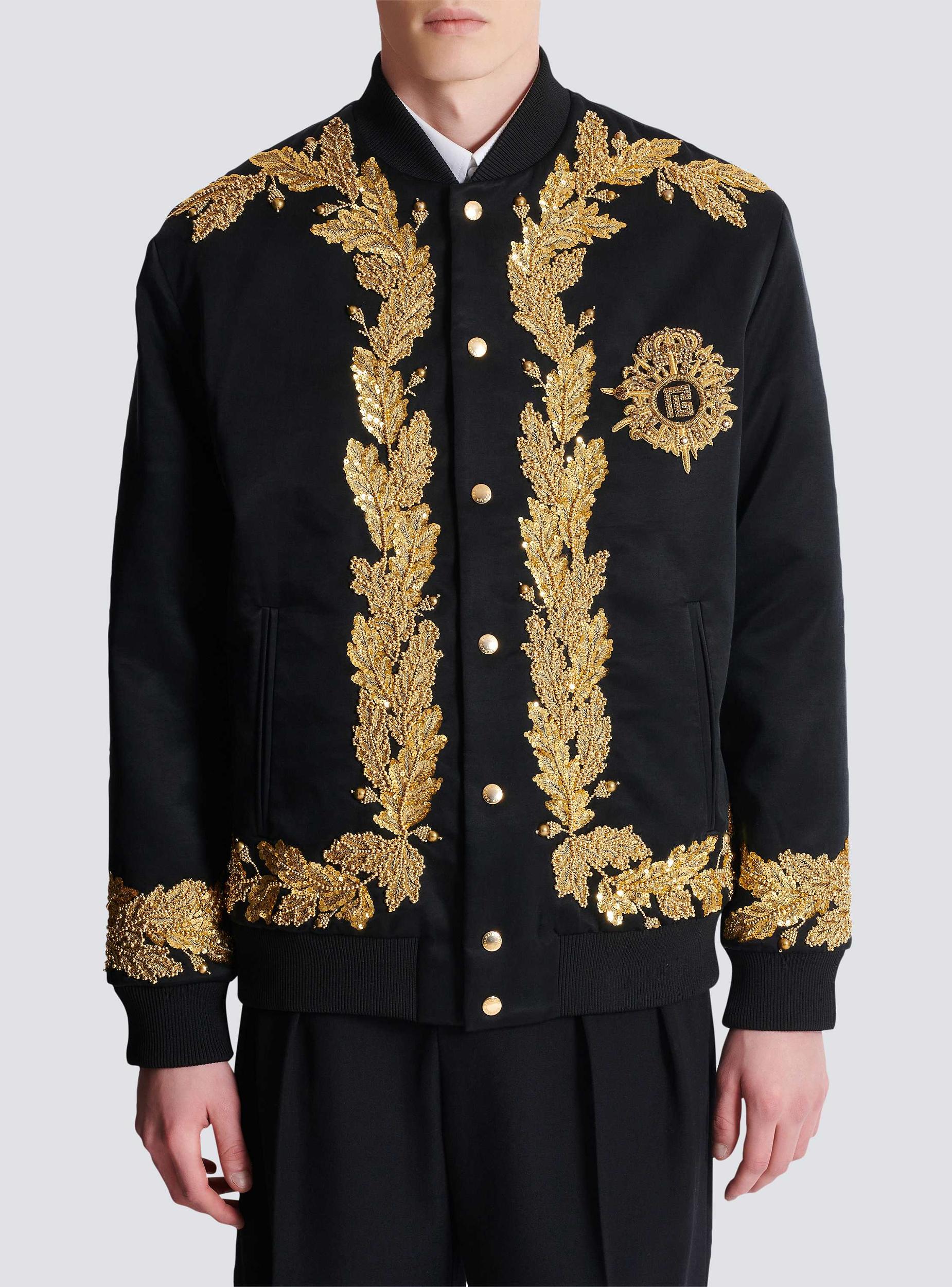 Embroidered cupro bomber jacket Product Image
