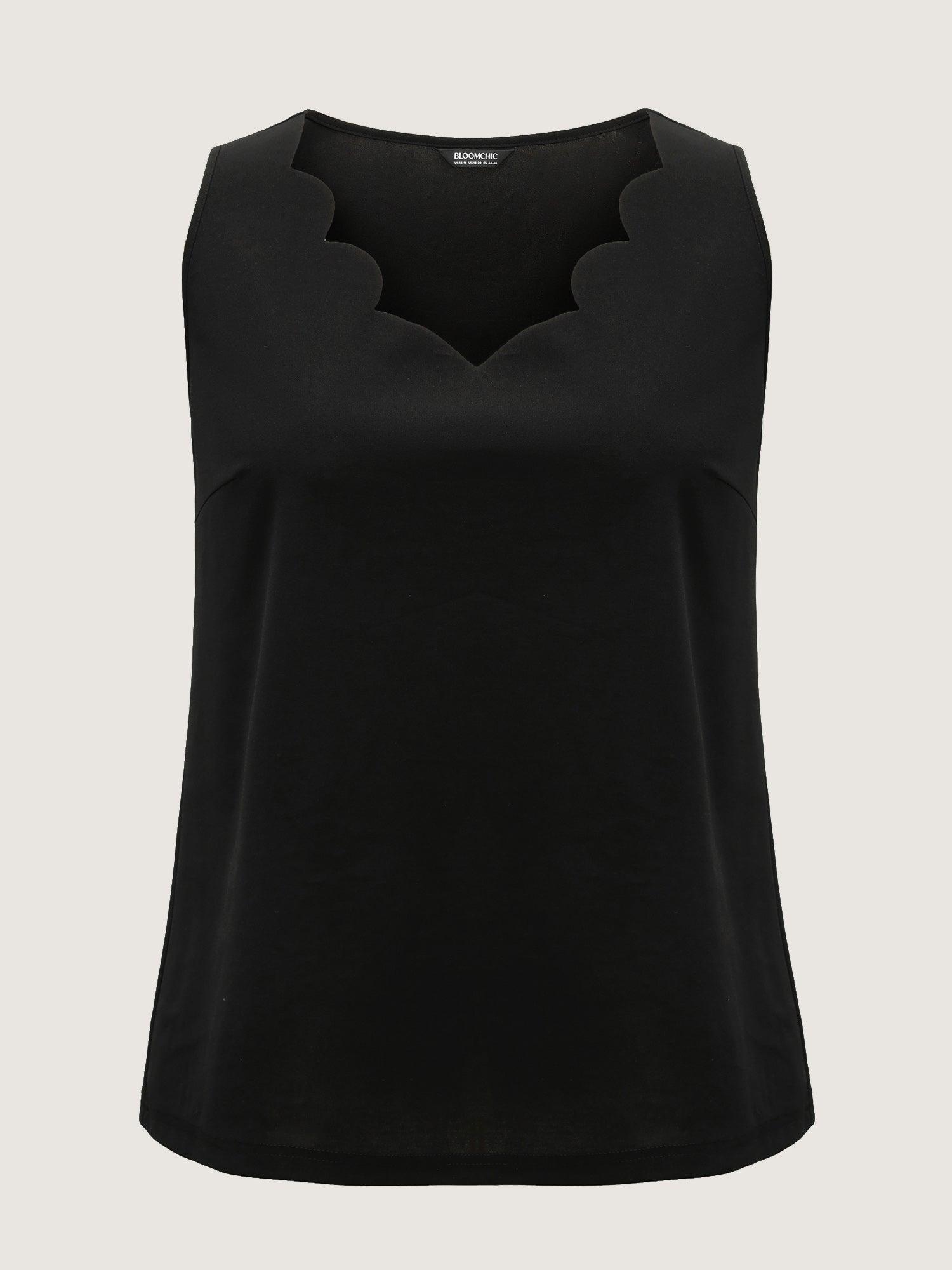 Solid V Neck Laser Cut Tank Top Female Product Image