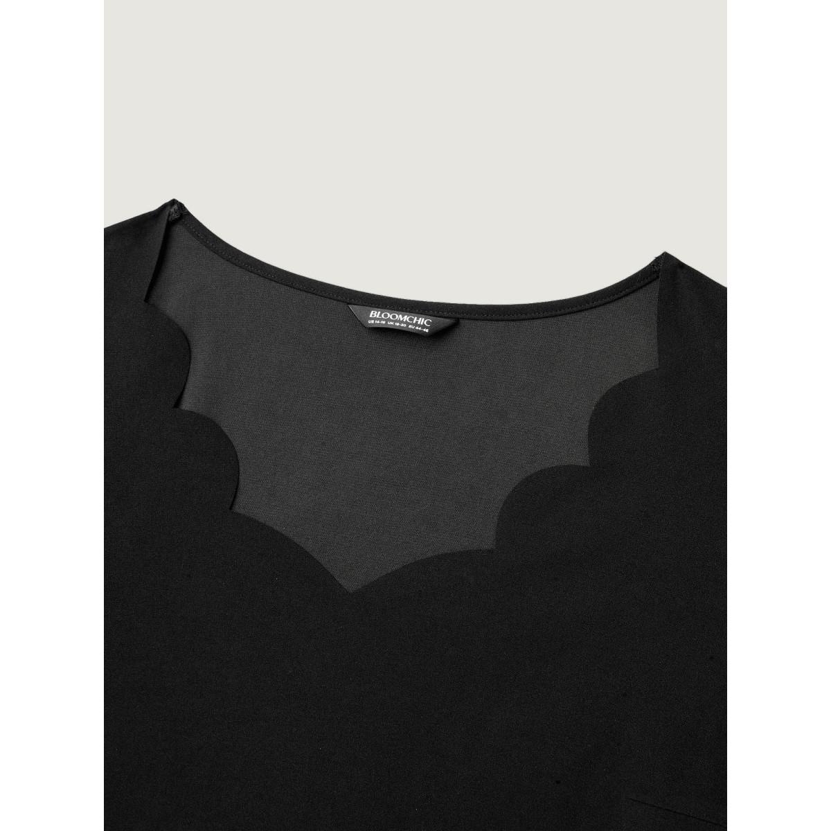 Plus Size Solid V Neck Laser Cut Tank Top Women Black Timeless Non V-neck Elegant Tank Tops Camis BloomChic 18-20/2X Product Image