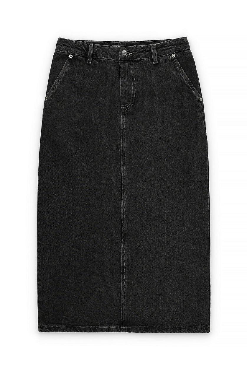 Tailored Denim Midi Skirt Product Image