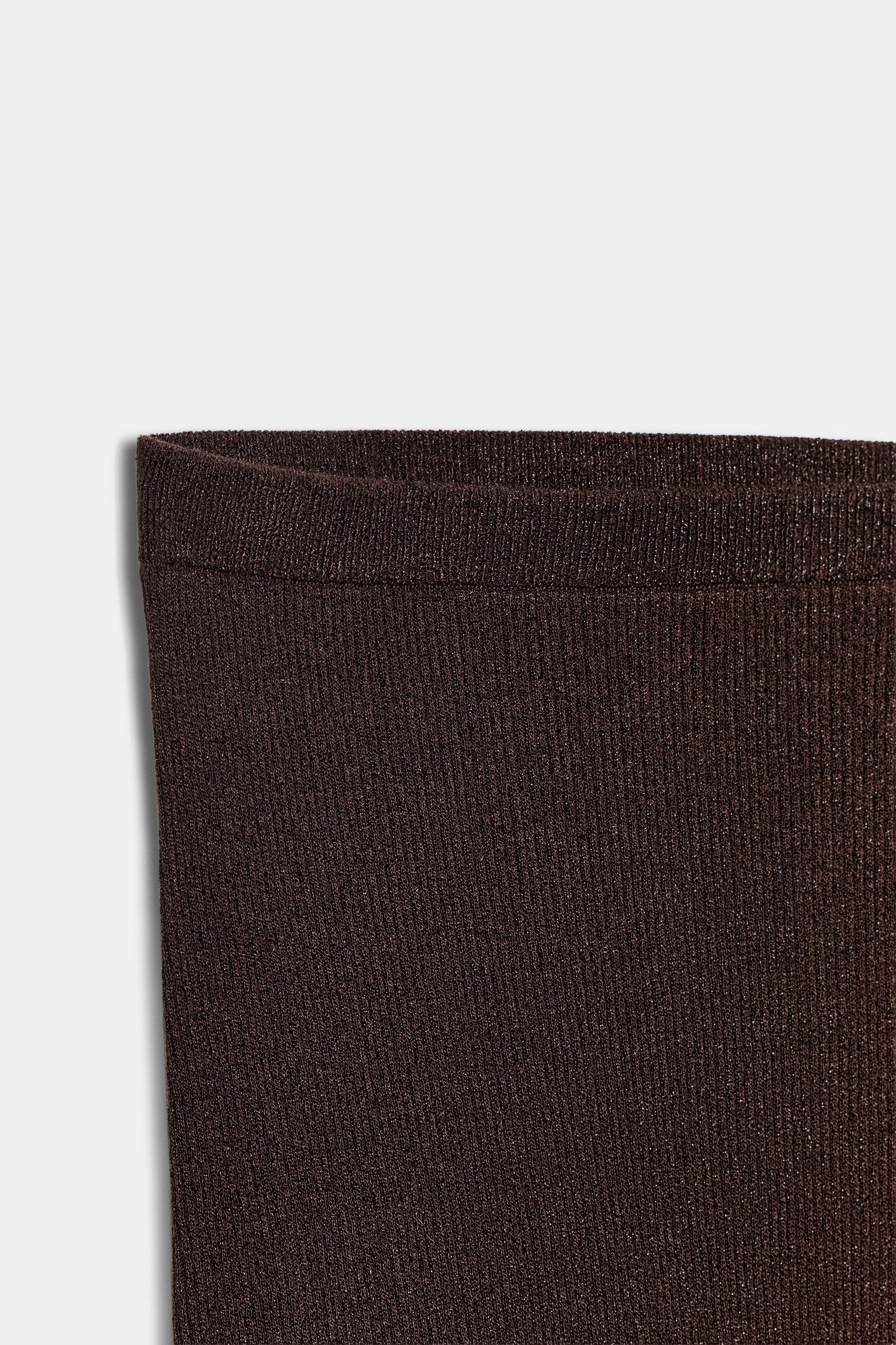 METALLIC THREAD RIB KNIT MIDI SKIRT Product Image