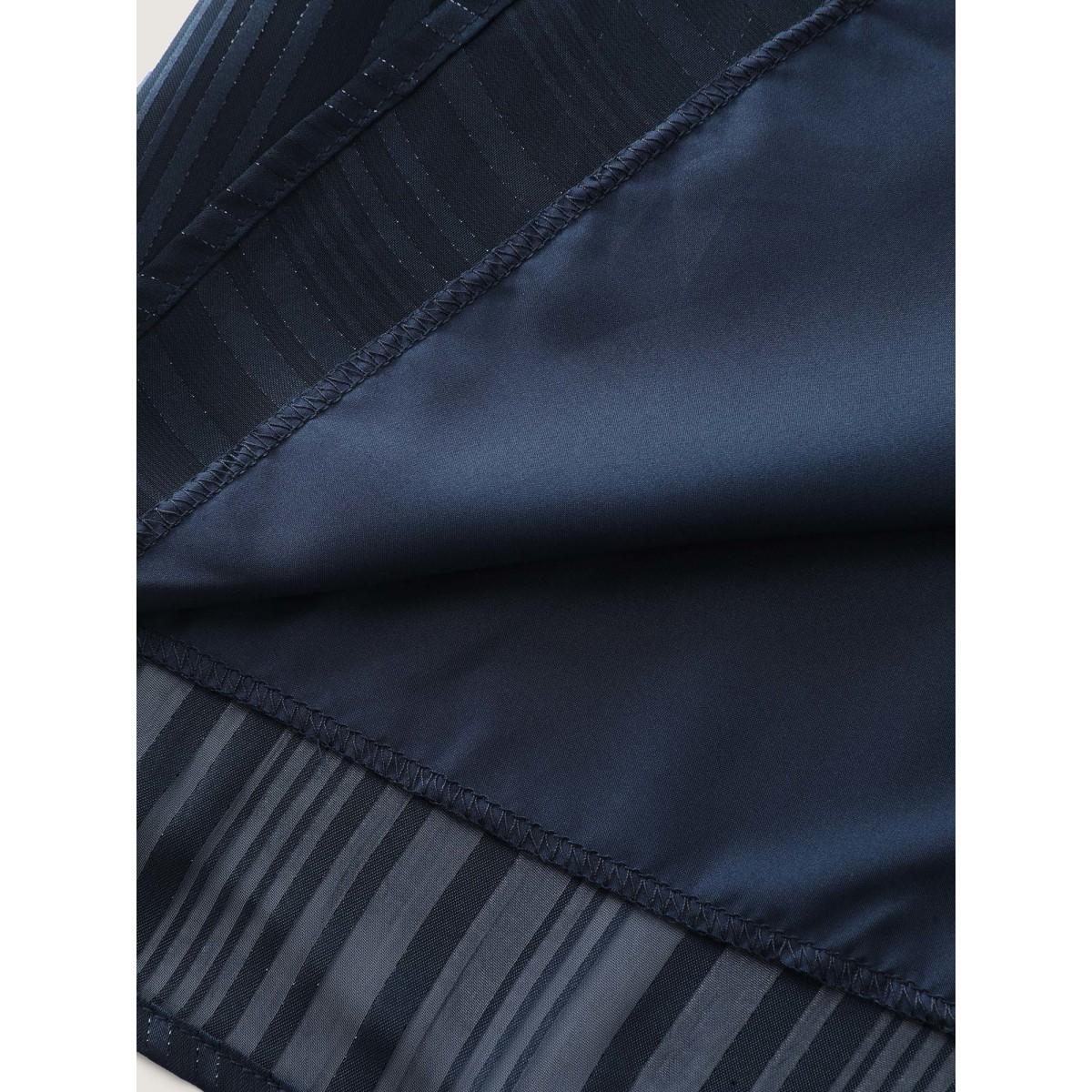 Plus Size Indigo V Neck Luxe Shirred Cuff Blouse Women Office Extra Long Sleeve V-neck Office Blouses BloomChic 30/6X Product Image