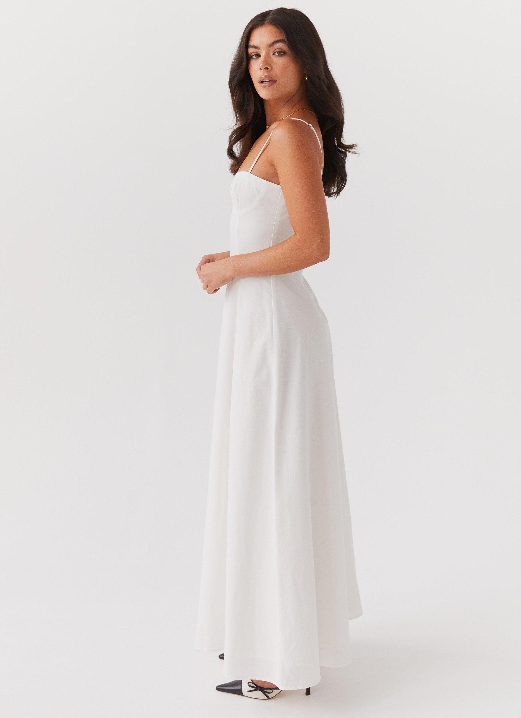 Angelina Linen Maxi Dress - White Product Image