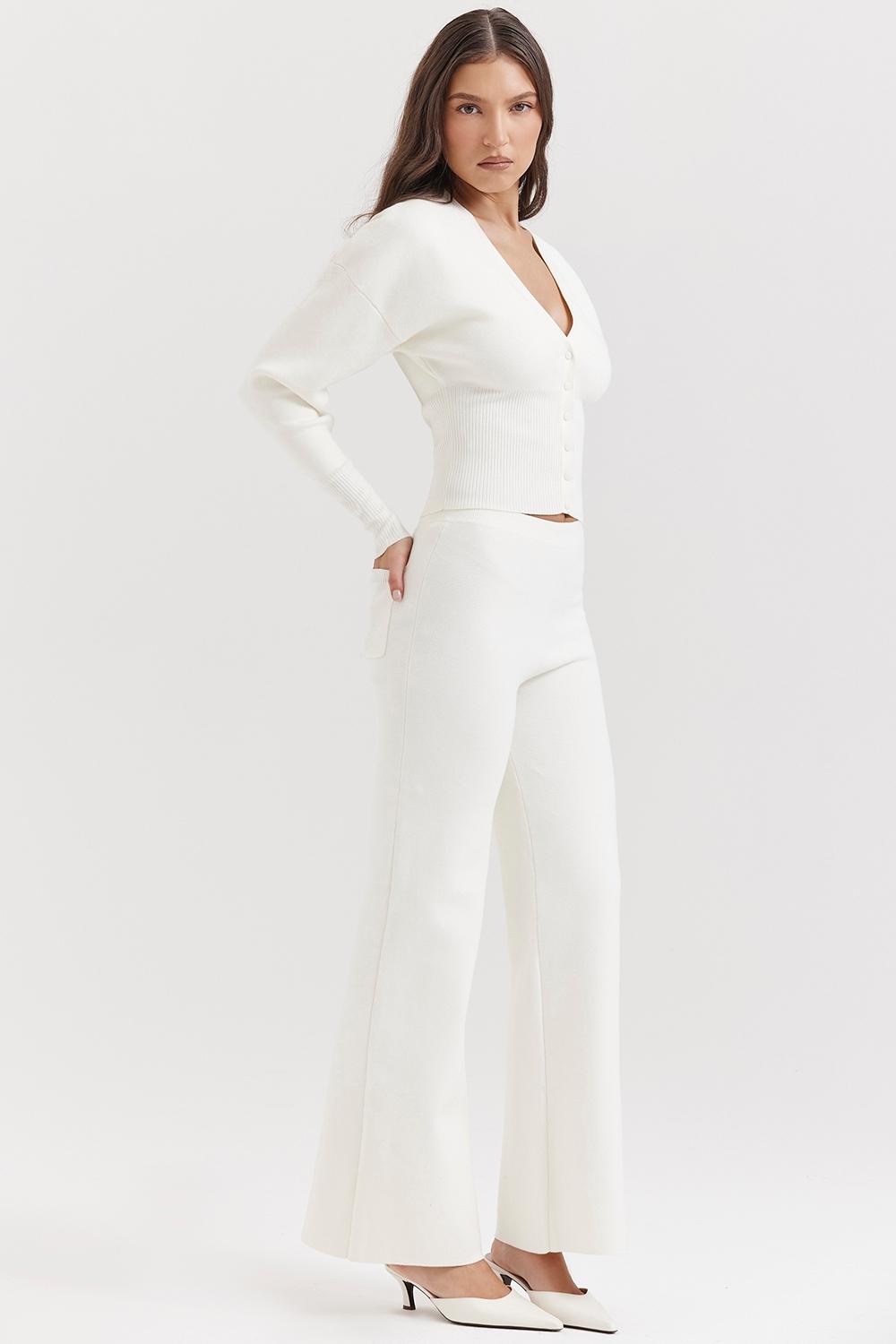 Vanna  off white cotton knitted trousers - sale Product Image
