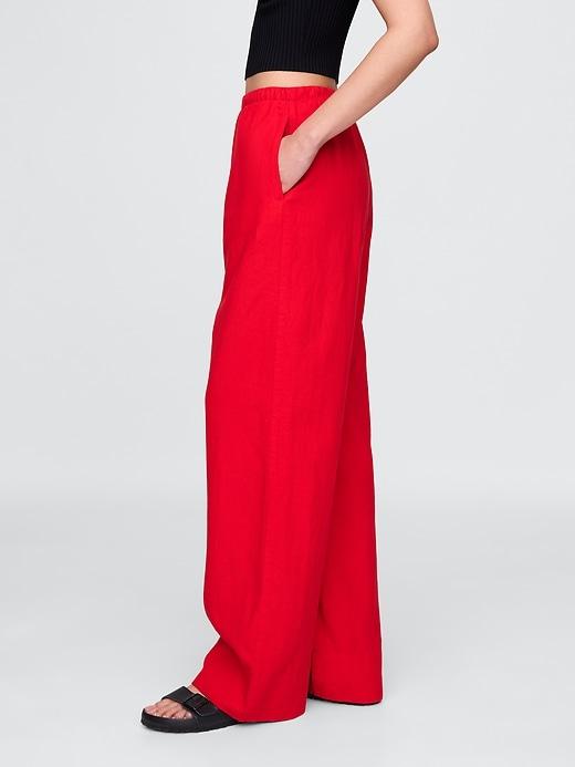 Linen-Blend Easy Wide-Hem Pants Product Image
