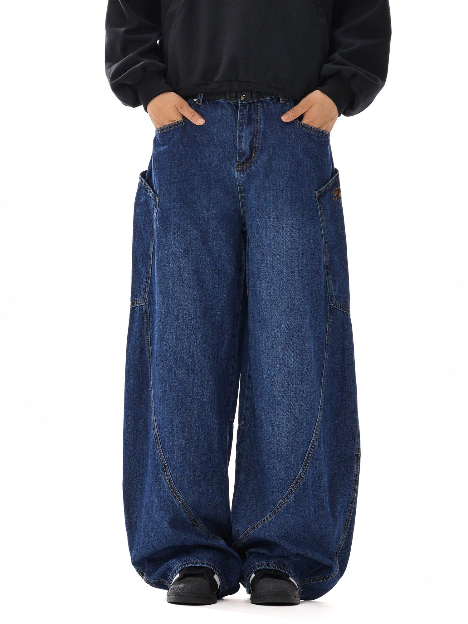 RT No. 12111 DARK BLUE WORKWEAR BAGGY JEANS Product Image