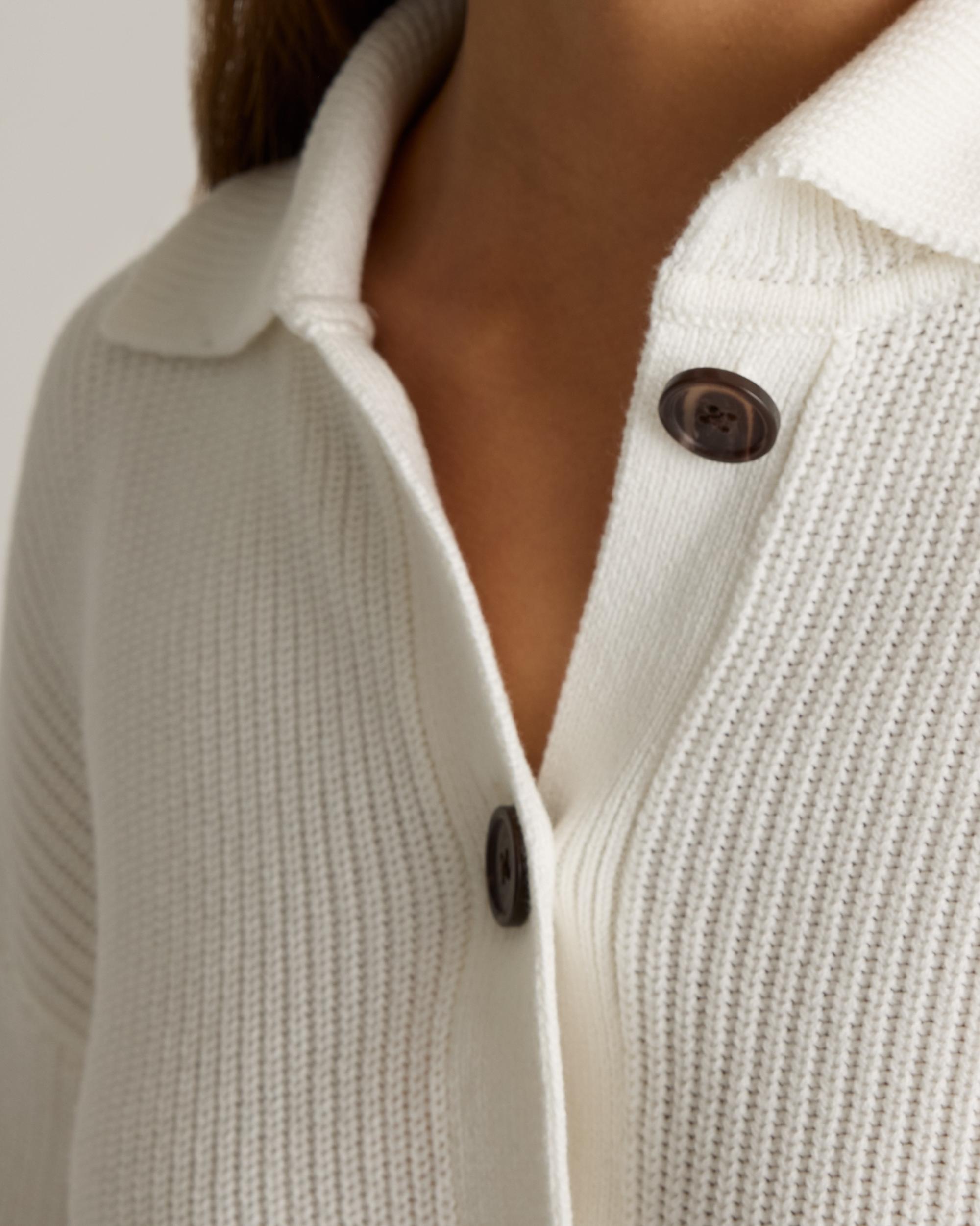 Quince | Women's Fisherman Collared Cardigan Sweater Organic Cotton Product Image