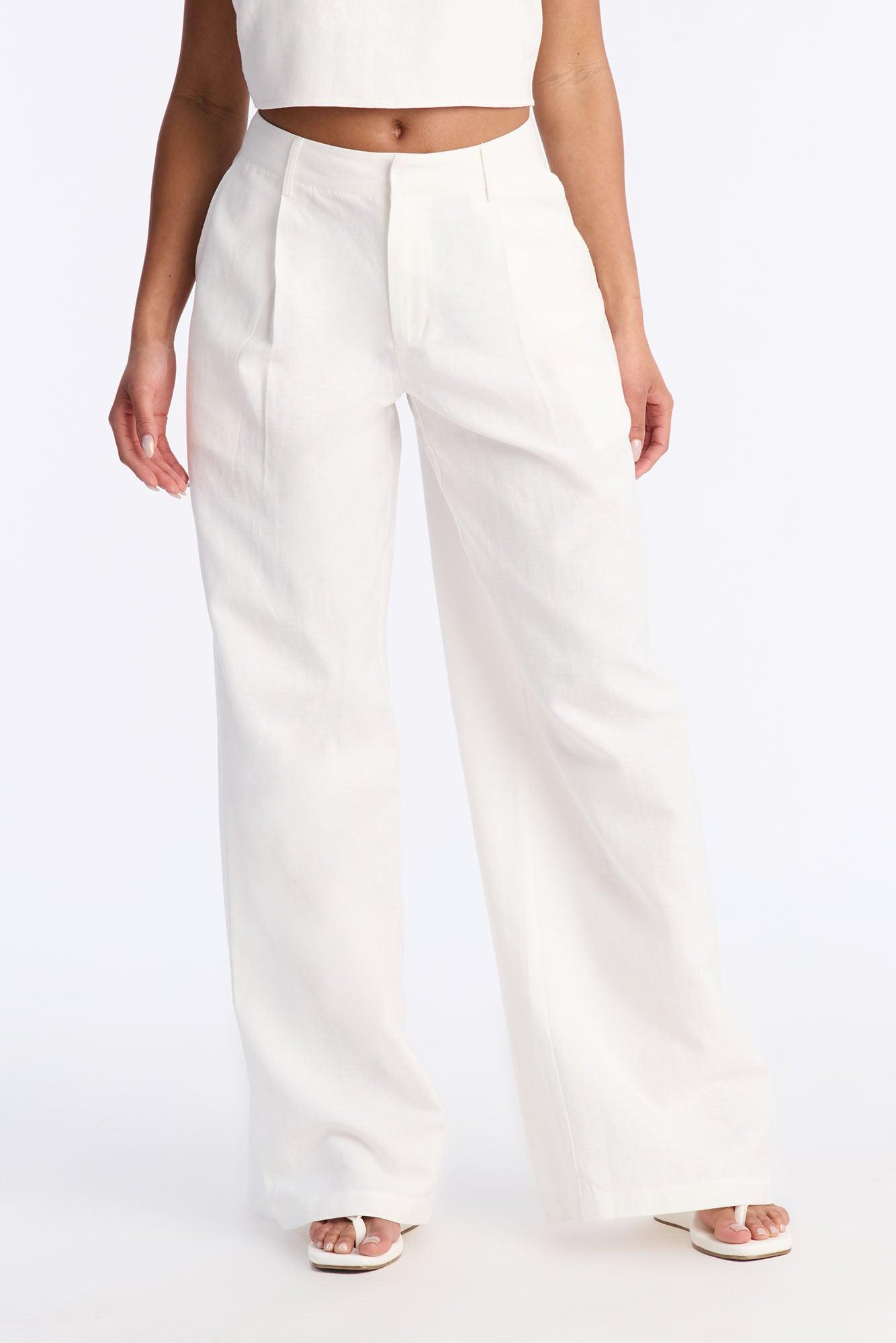 Ocean Breeze Linen Low Rise Pant 33″ - White Female Product Image