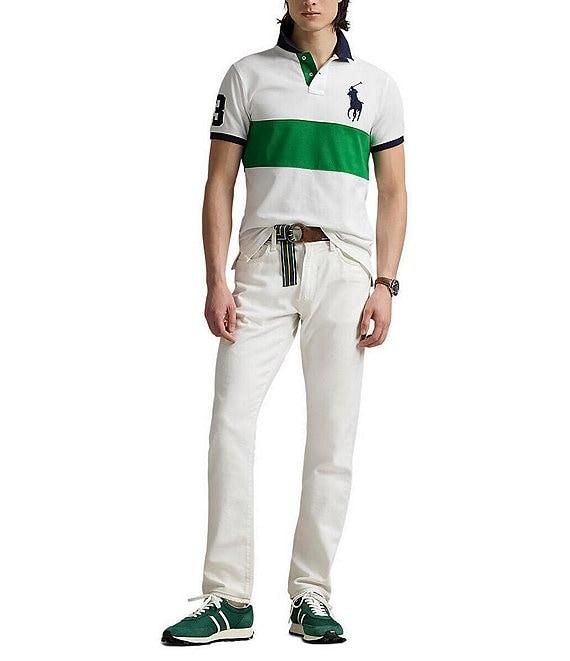 Polo Ralph Lauren Classic Fit Big Pony Mesh Short Sleeve Striped Polo Shirt Product Image