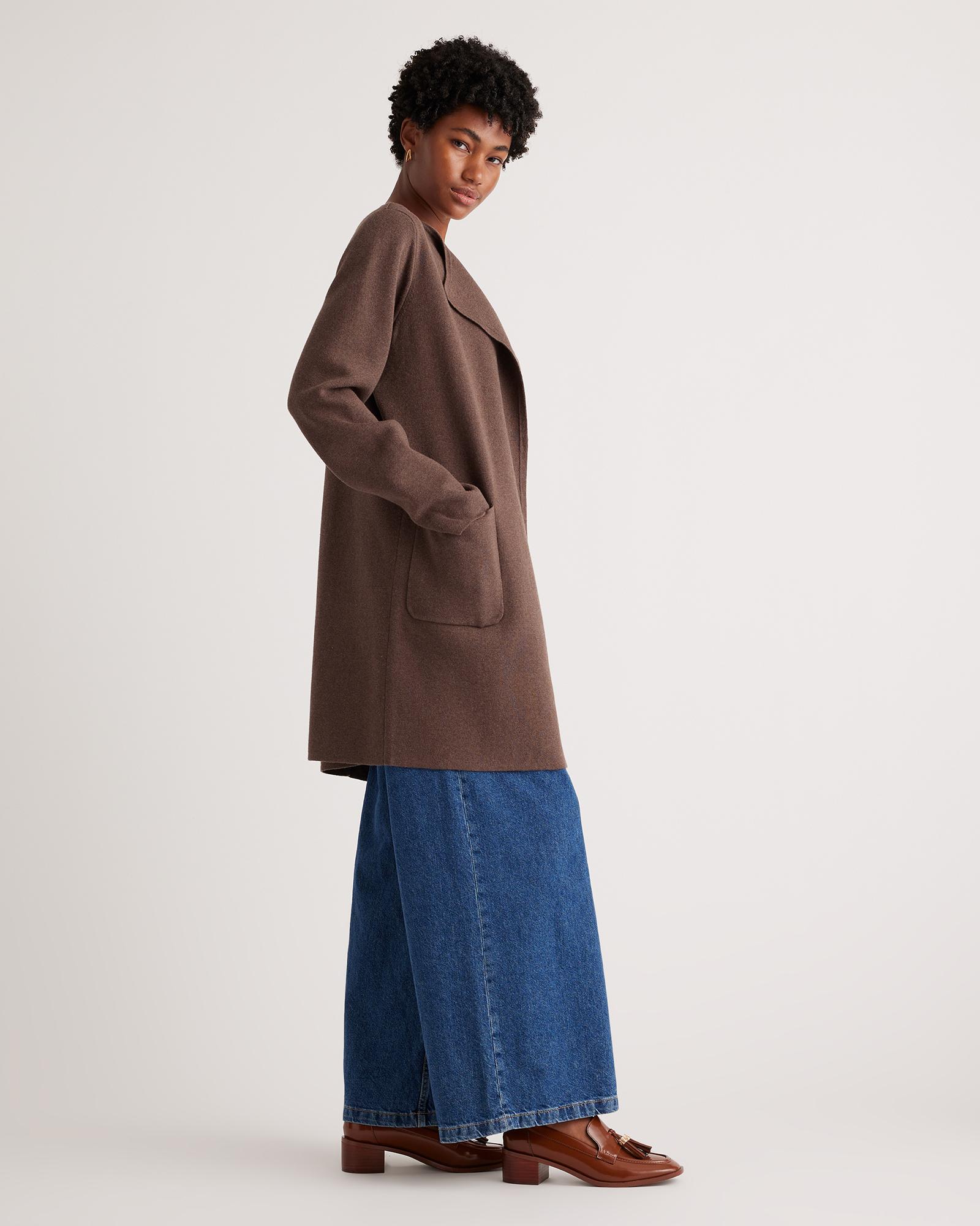 Quince | Women's Knit Collarless Coat Organic Cotton Product Image