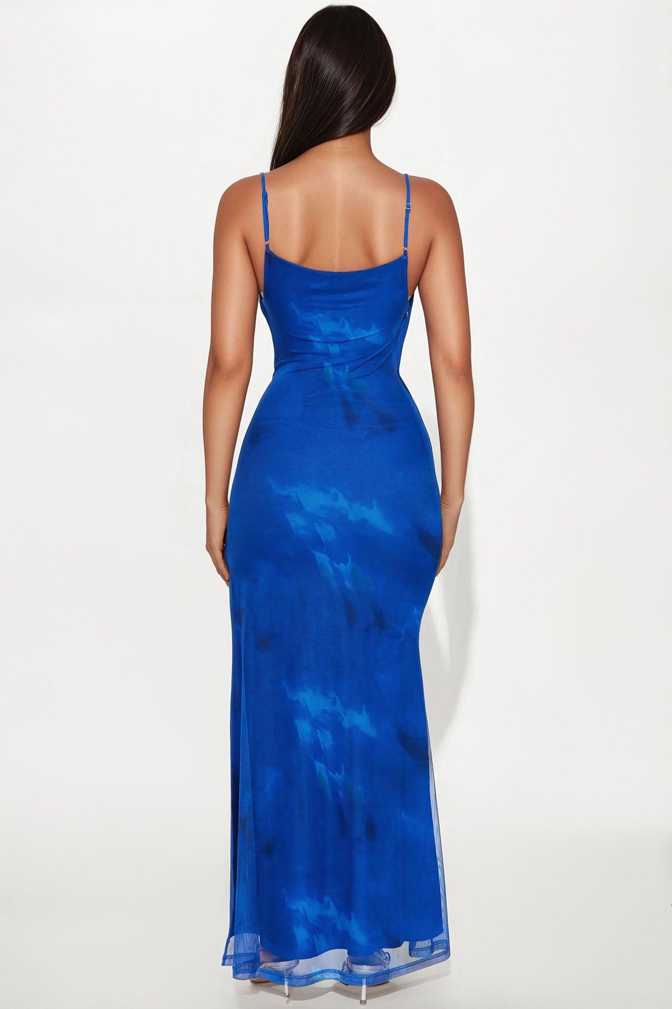 In The Moment Printed Maxi Dress - Blue/combo Product Image