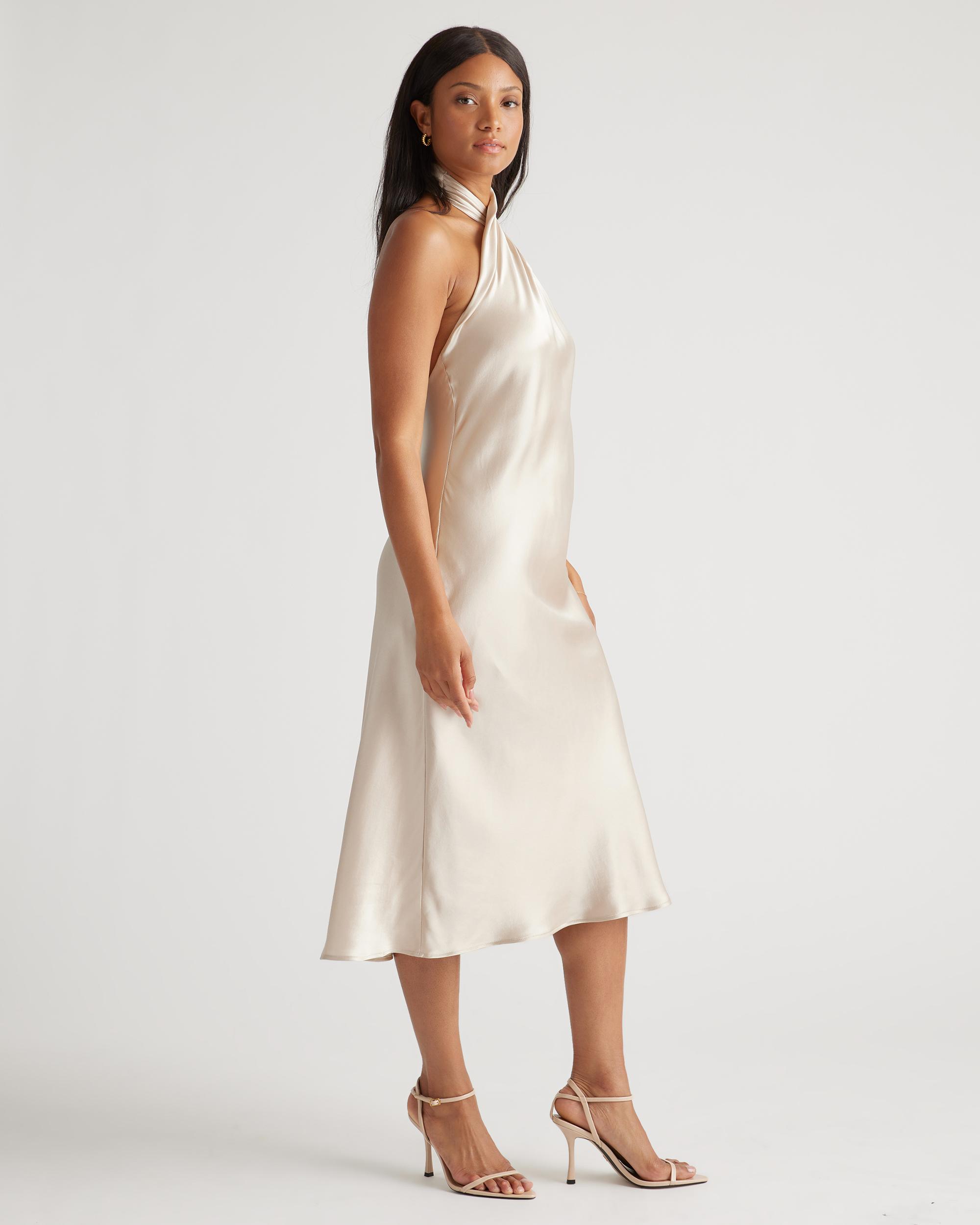 Quince | Women's Twist Halter Midi Dress Mulberry Silk Product Image