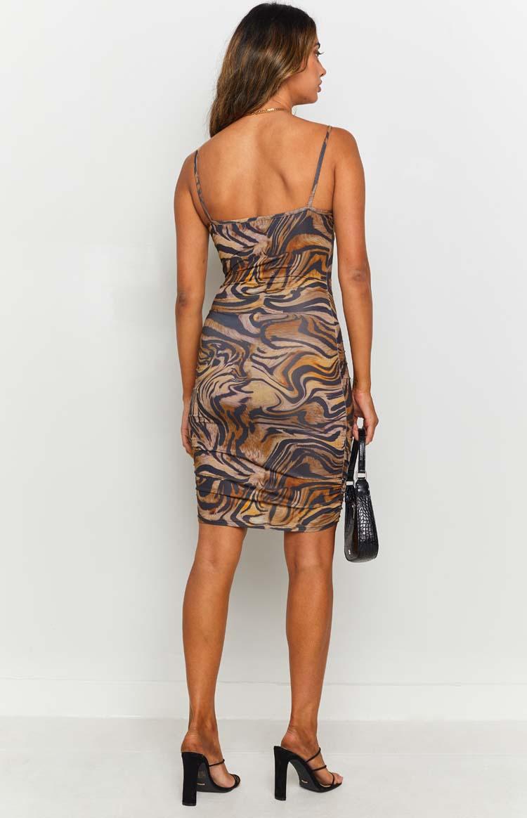 Meduza Swirl Mini Dress Brown Product Image