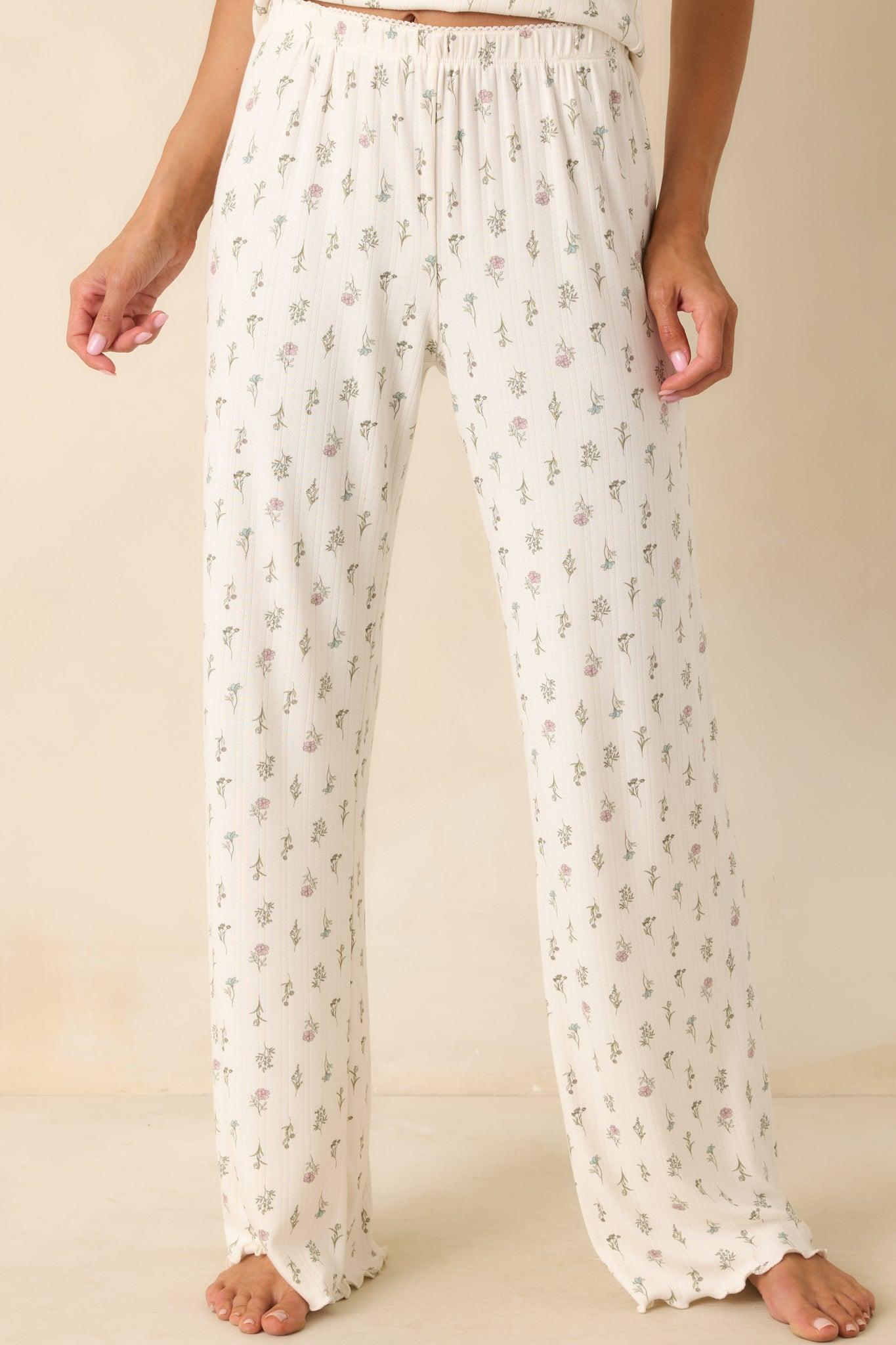 Z Supply White Pointelle Knit Sabrina Floral Pants Product Image