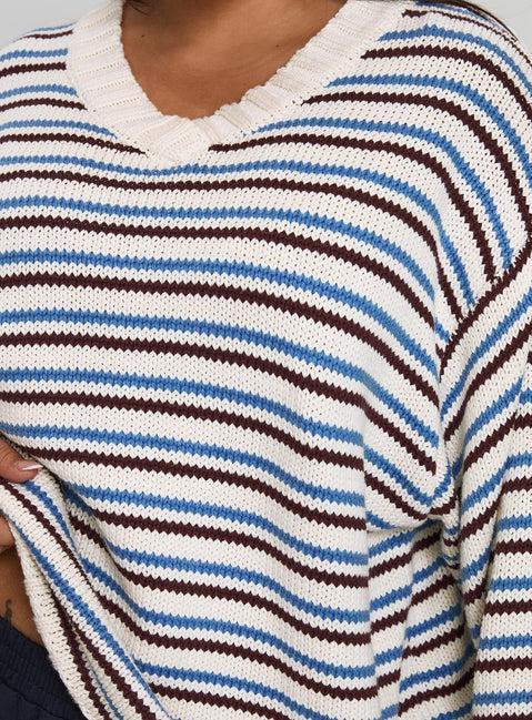 Karolyn Sweater Blue Stripe Curve Product Image